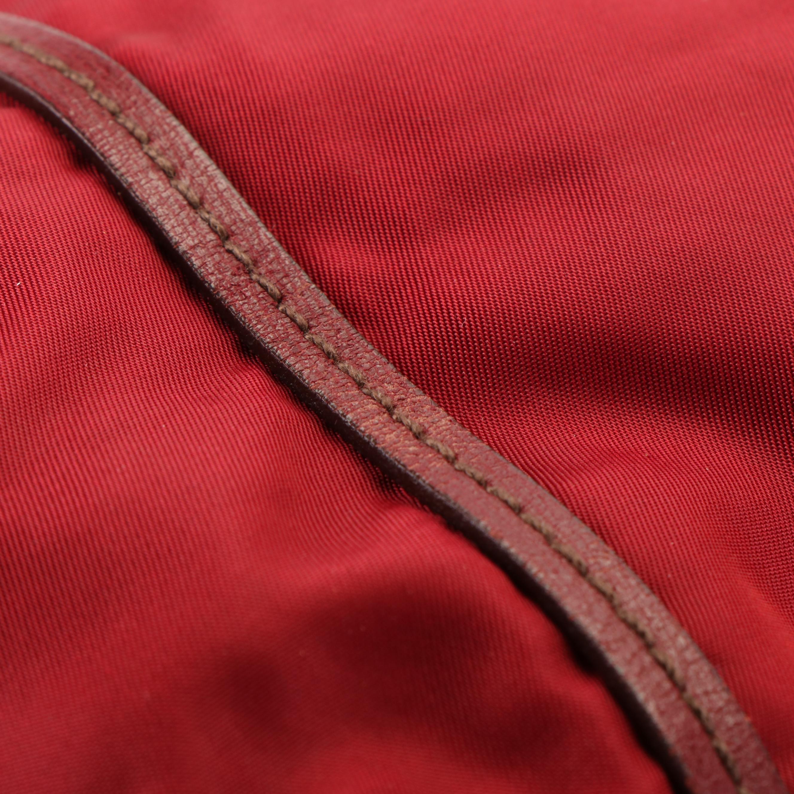 Prada Triangle Logo Tessuto Red Nylon Tote Bag