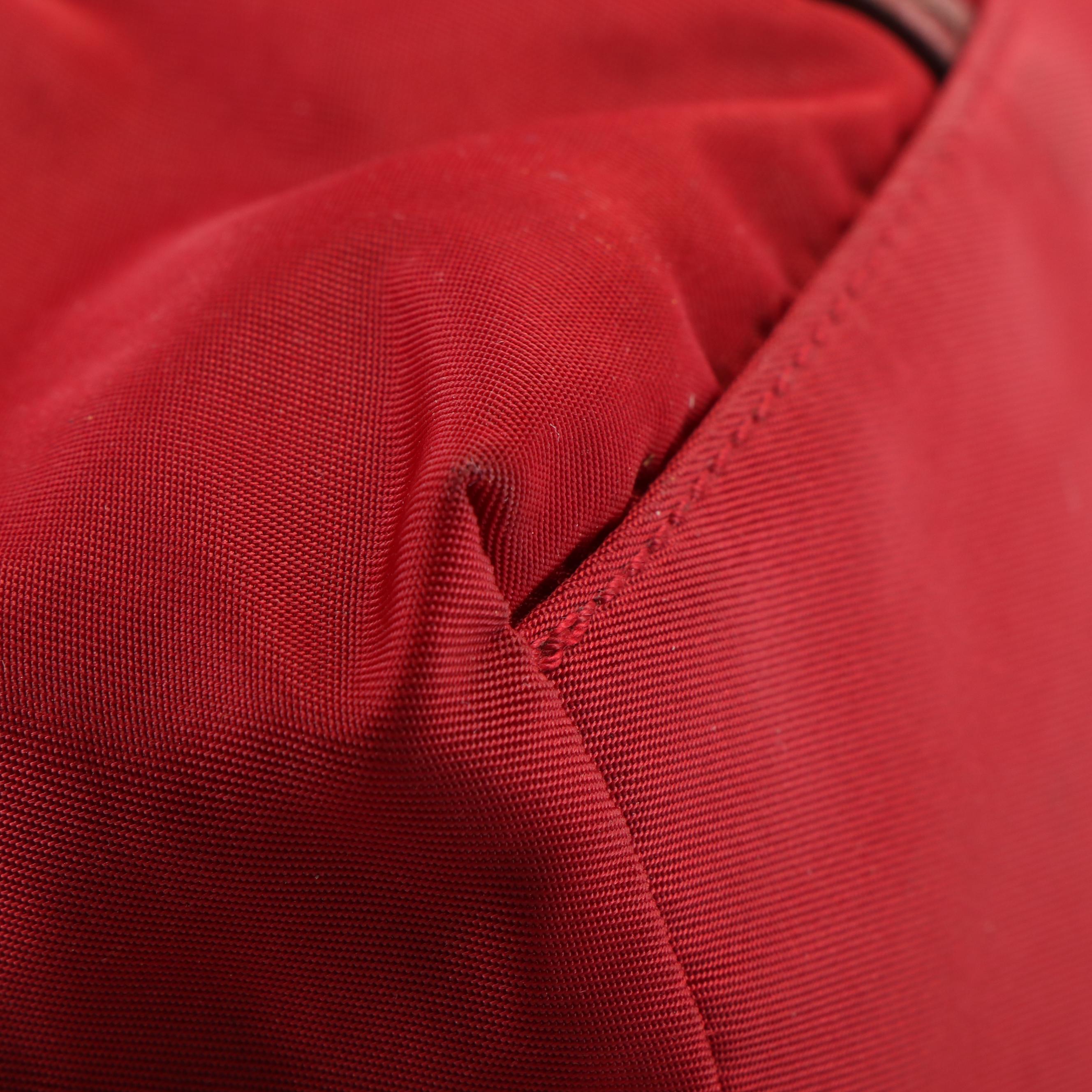 Prada Triangle Logo Tessuto Red Nylon Tote Bag