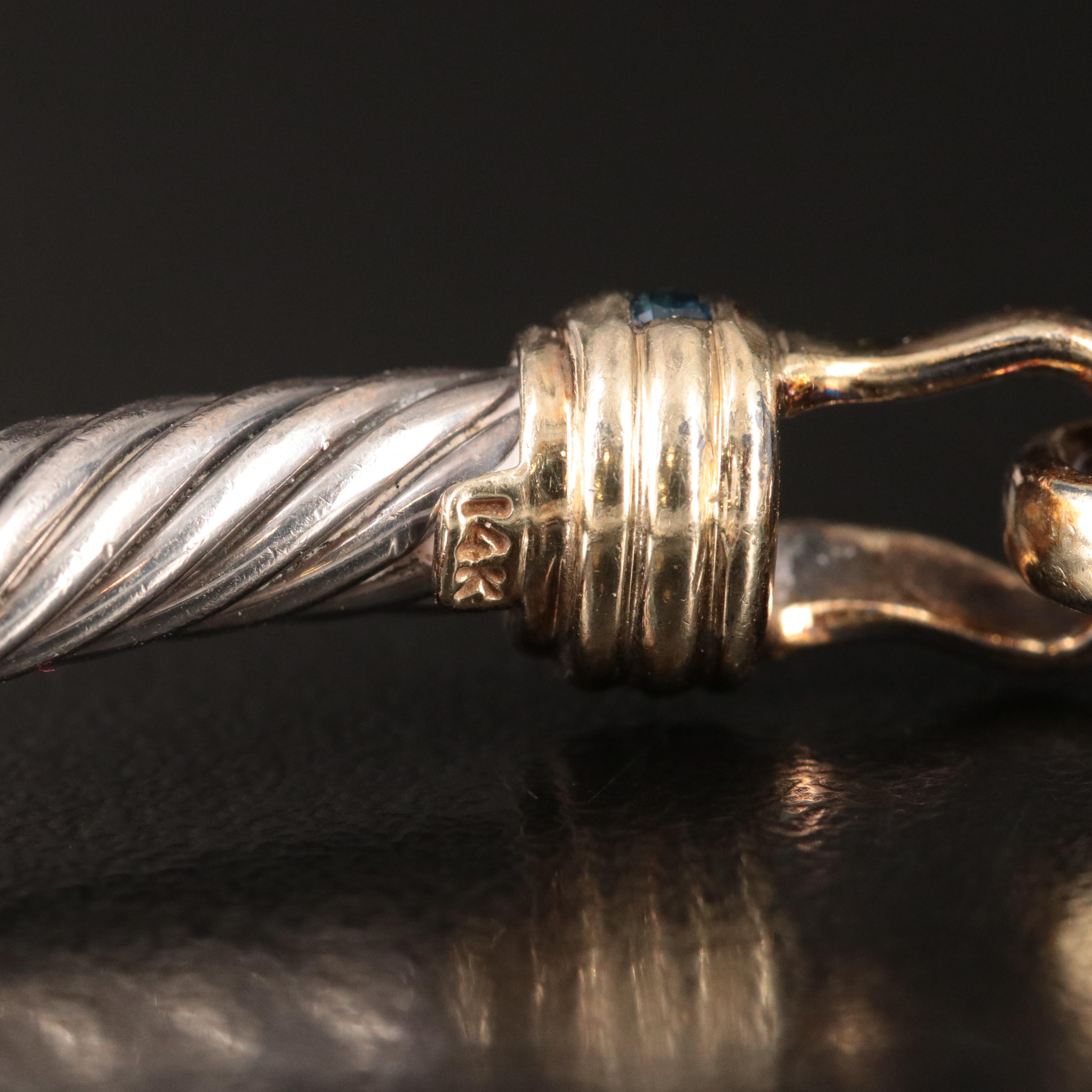 David Yurman Sterling, 14K and Sapphire Hook Bracelet