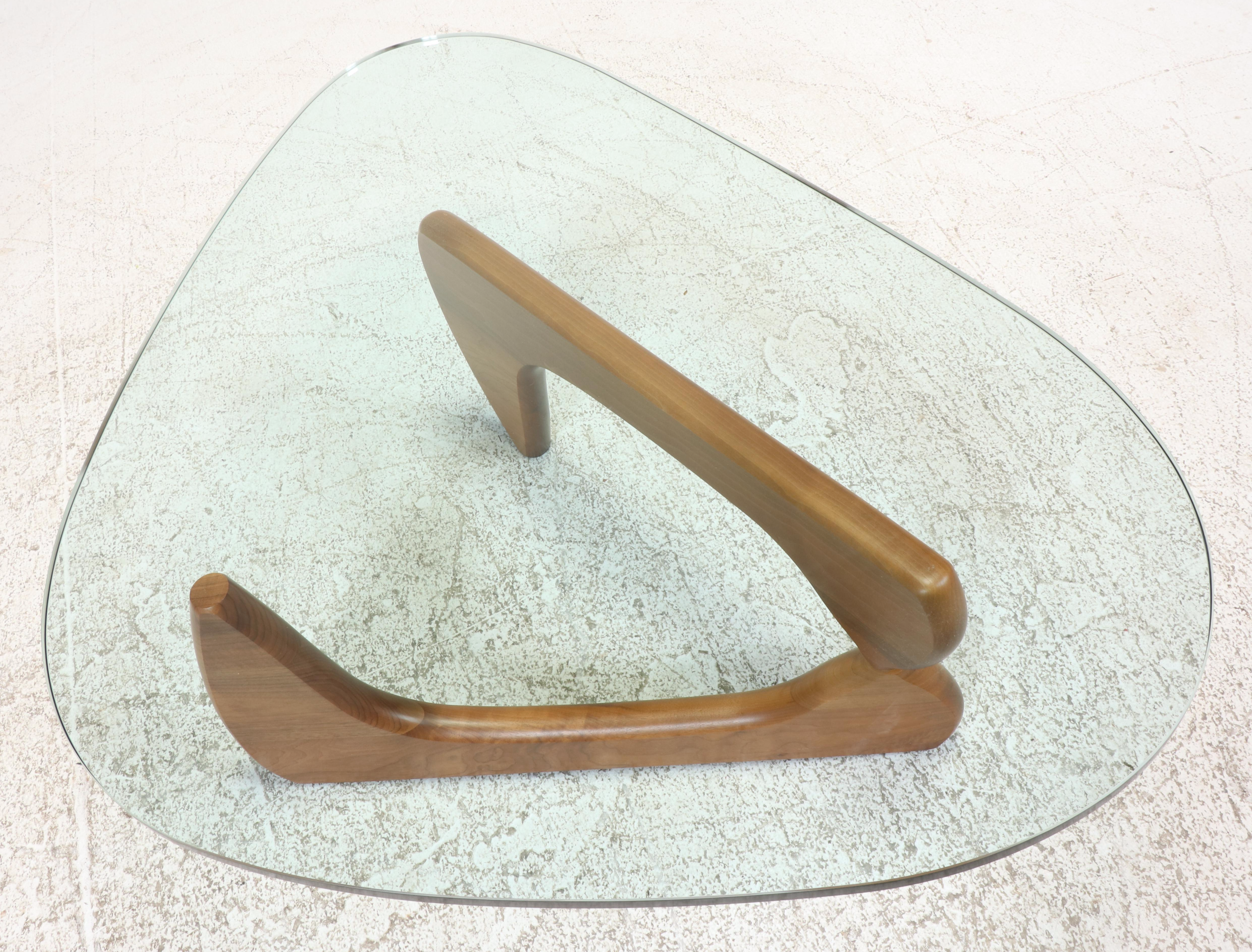 Signed Isamu Noguchi for Herman Miller Walnut Base and Glass Coffee Table