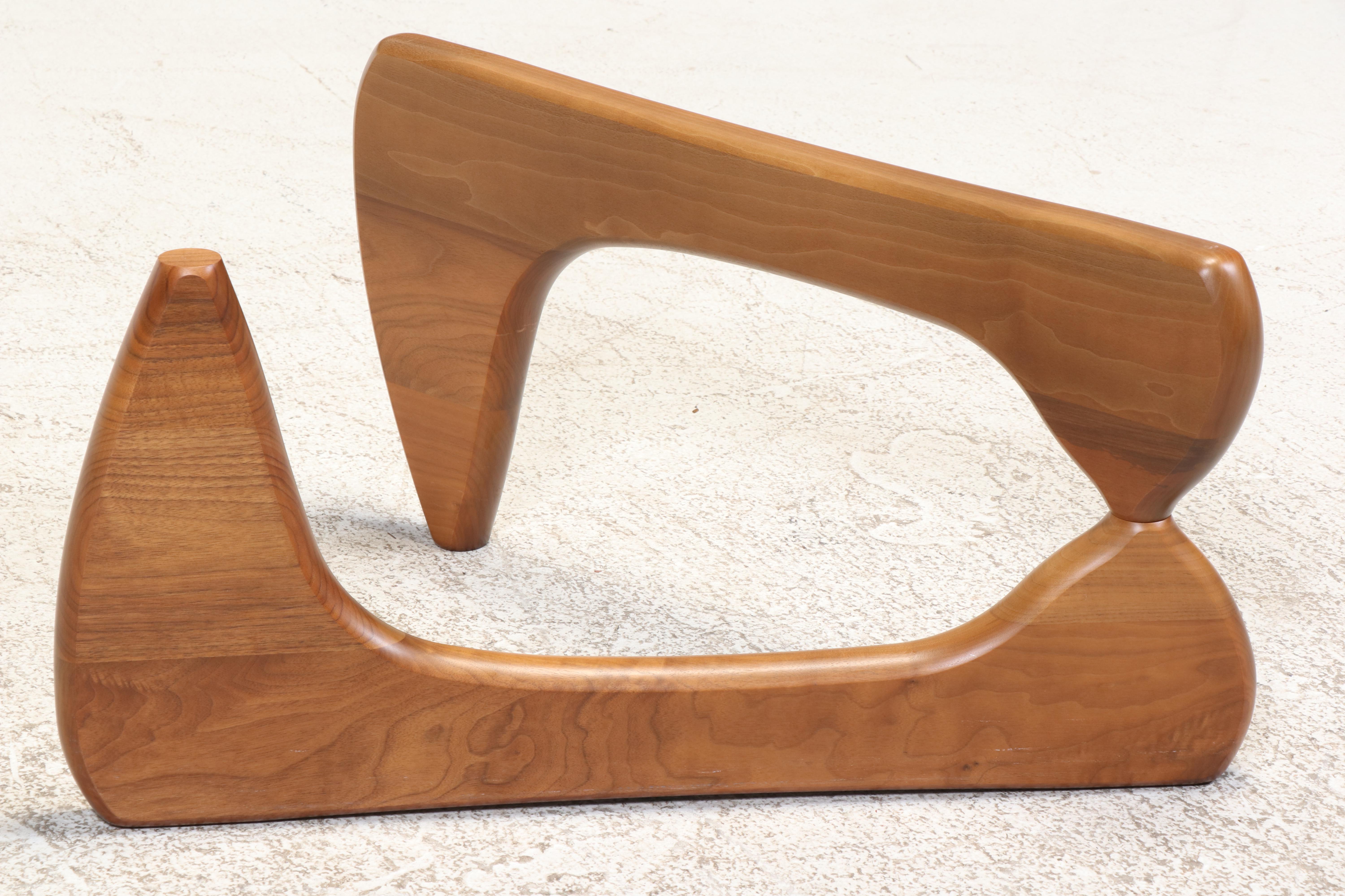 Signed Isamu Noguchi for Herman Miller Walnut Base and Glass Coffee Table