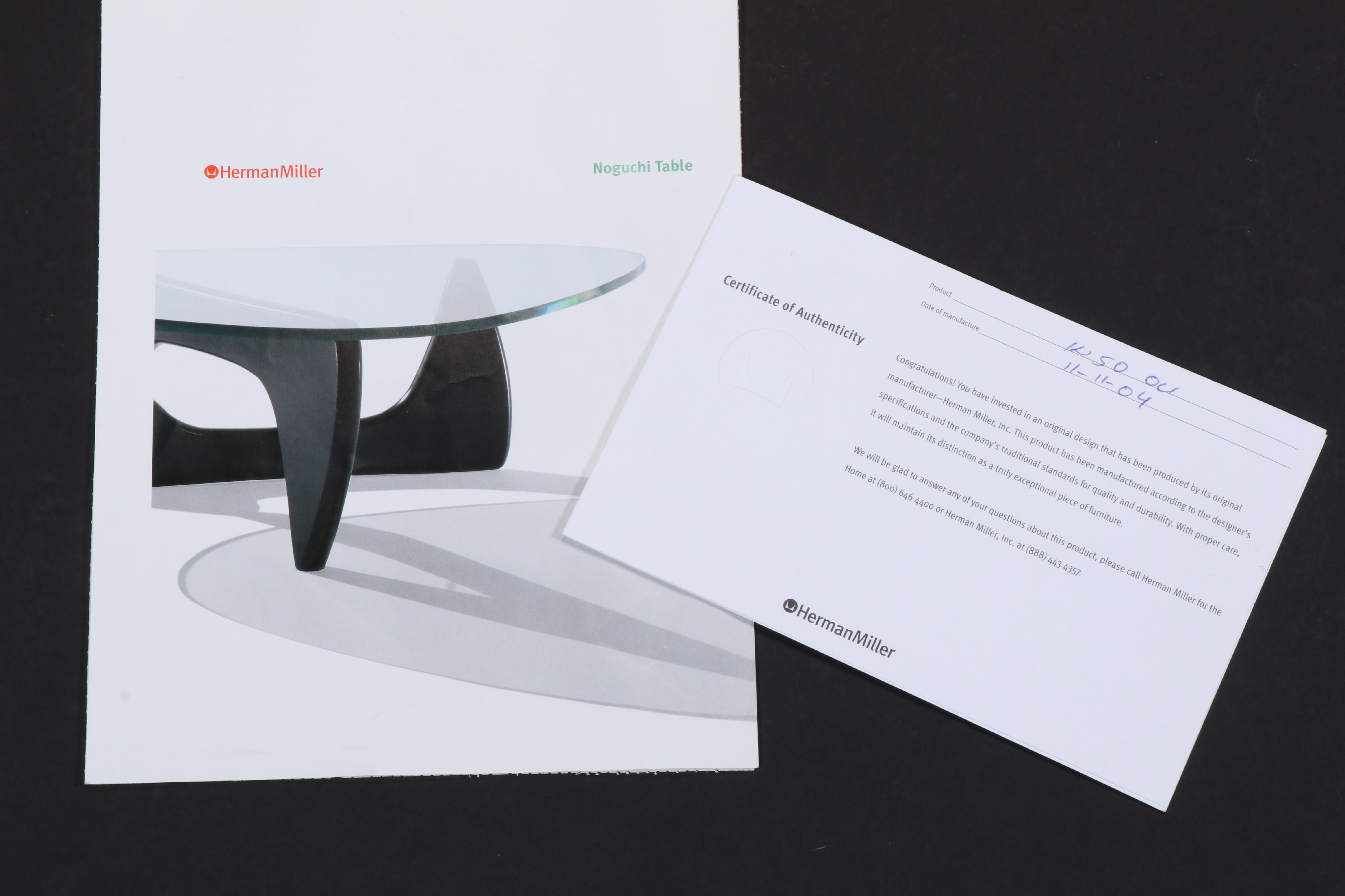 Signed Isamu Noguchi for Herman Miller Walnut Base and Glass Coffee Table