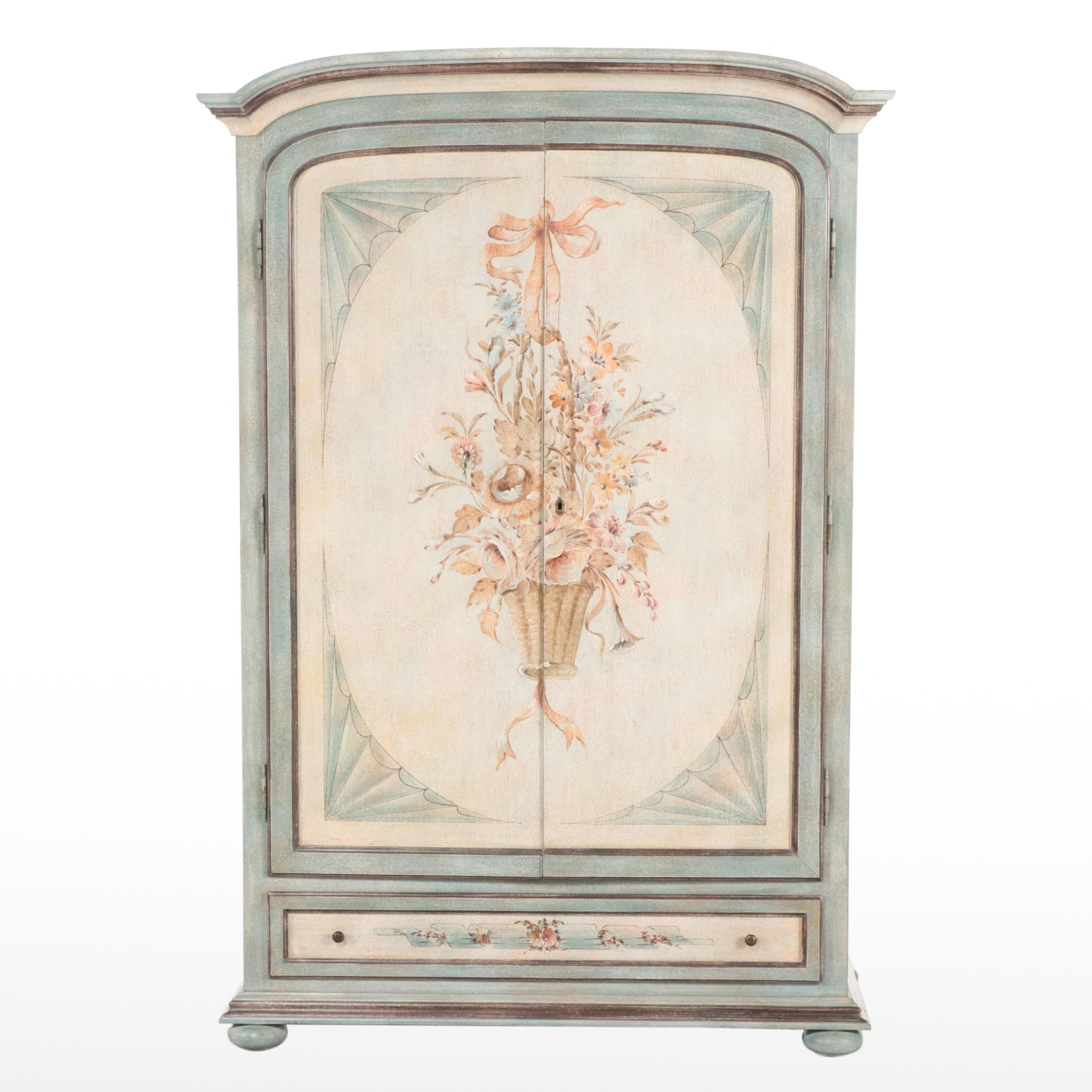 Decorative Crafts Inc. Italian Paint-Decorated TV Armoire