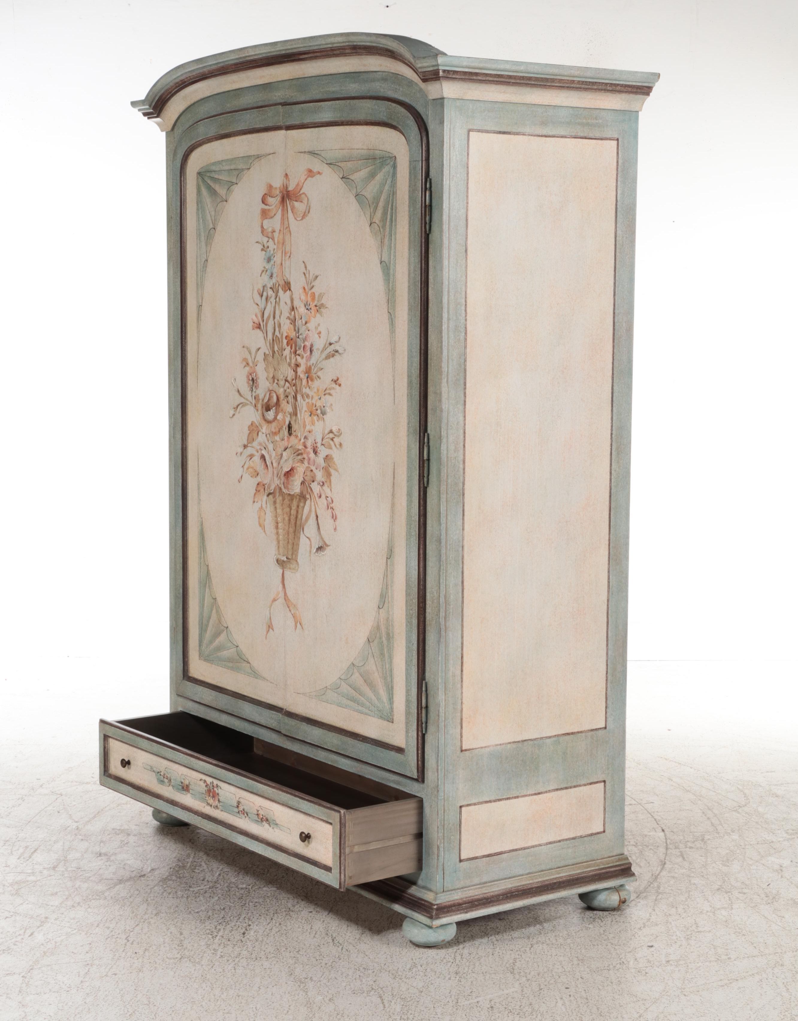 Decorative Crafts Inc. Italian Paint-Decorated TV Armoire
