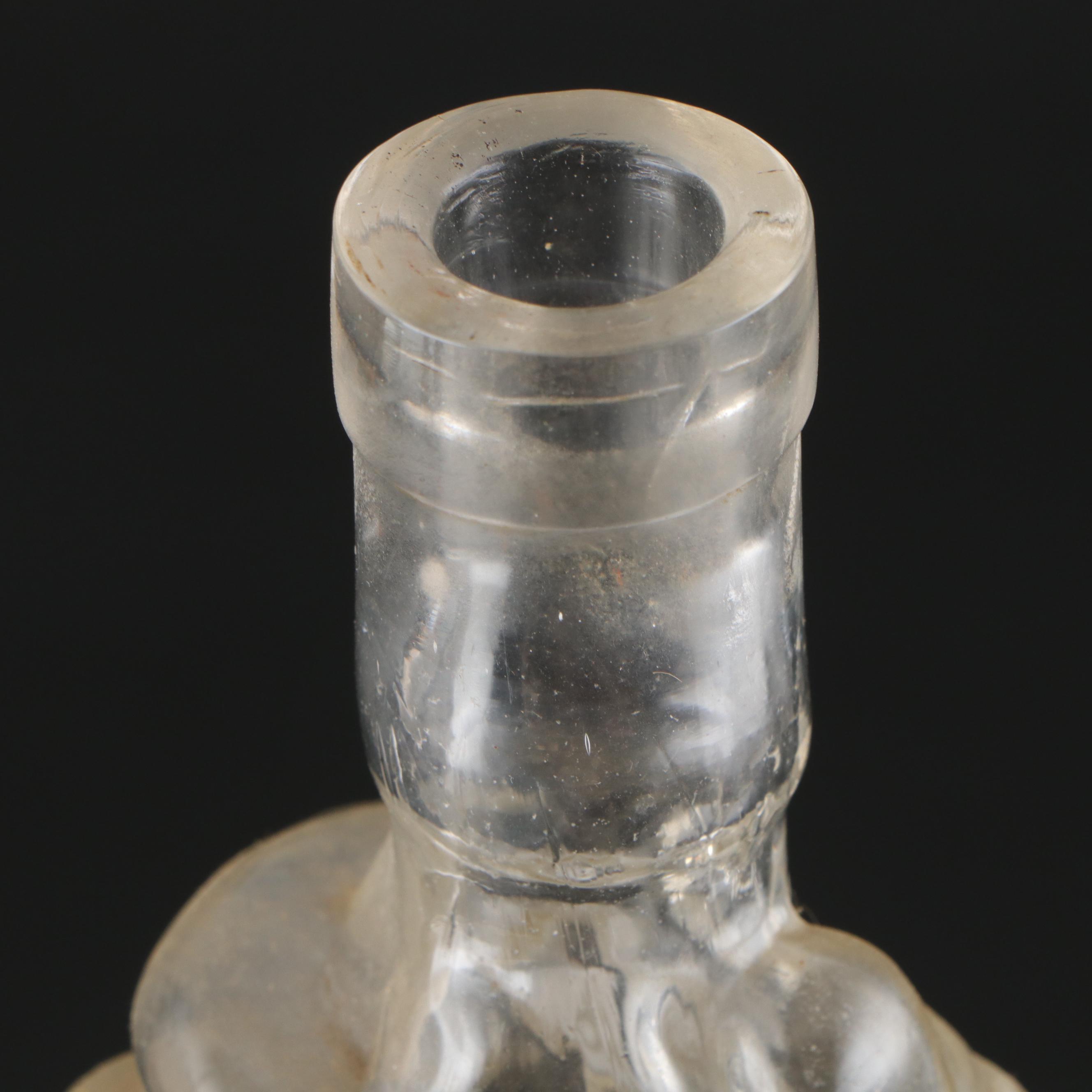 French Style Soap Bottle and Other Mold Blown Figural Hand Decanters