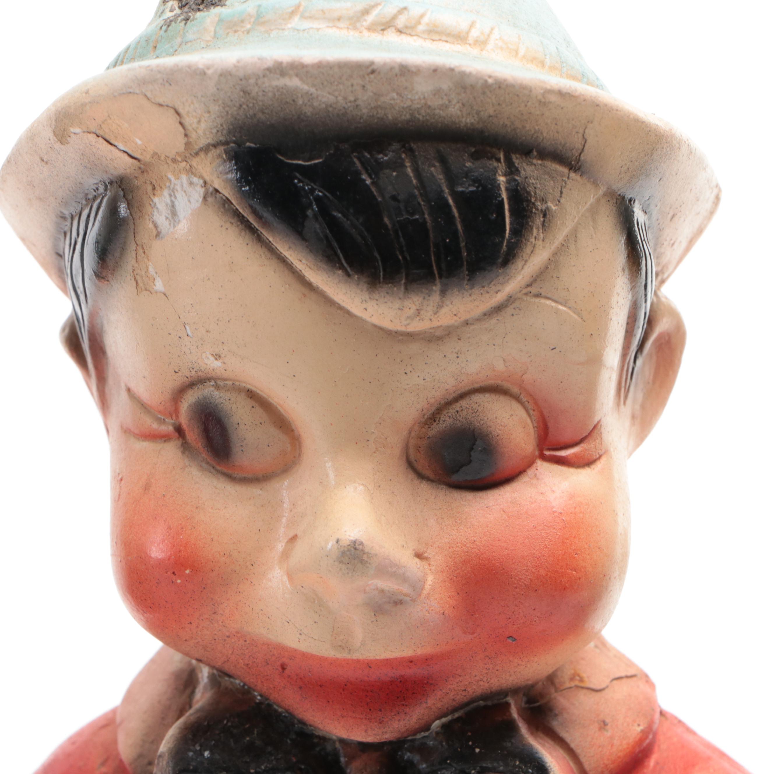 Lone Ranger, Pinocchio and Donald Duck Chalkware Carnival Figurines, Mid-20th C.