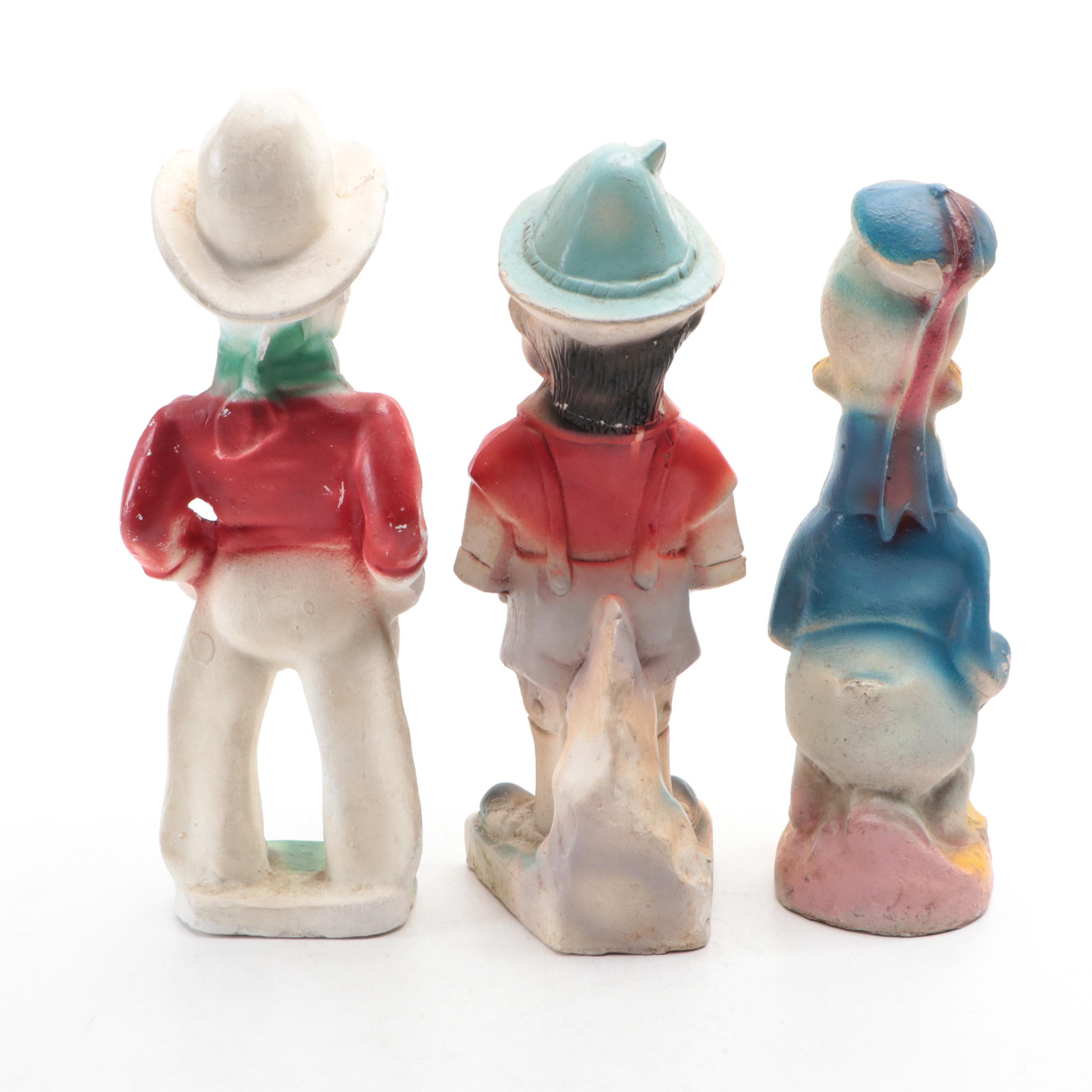 Lone Ranger, Pinocchio and Donald Duck Chalkware Carnival Figurines, Mid-20th C.