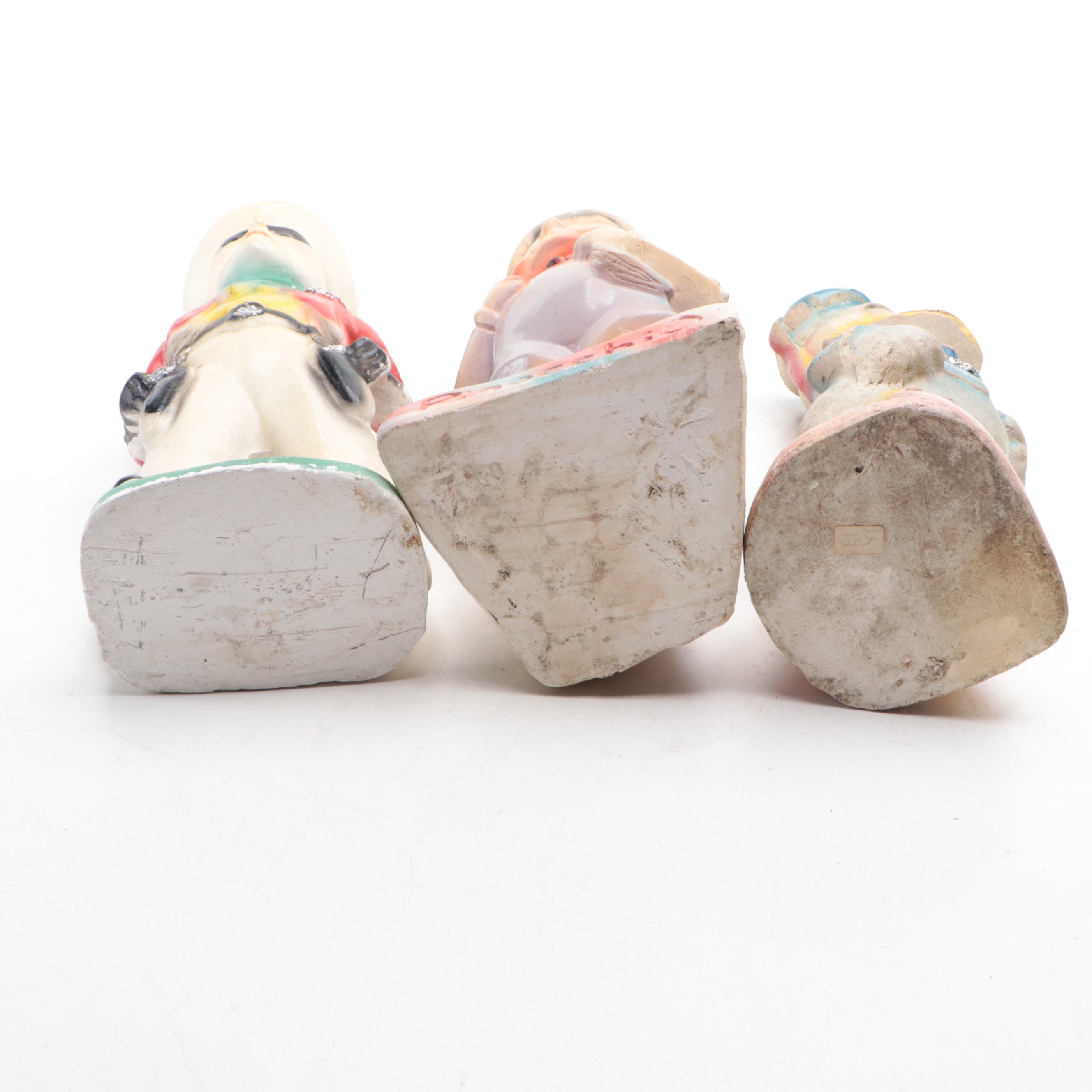 Lone Ranger, Pinocchio and Donald Duck Chalkware Carnival Figurines, Mid-20th C.