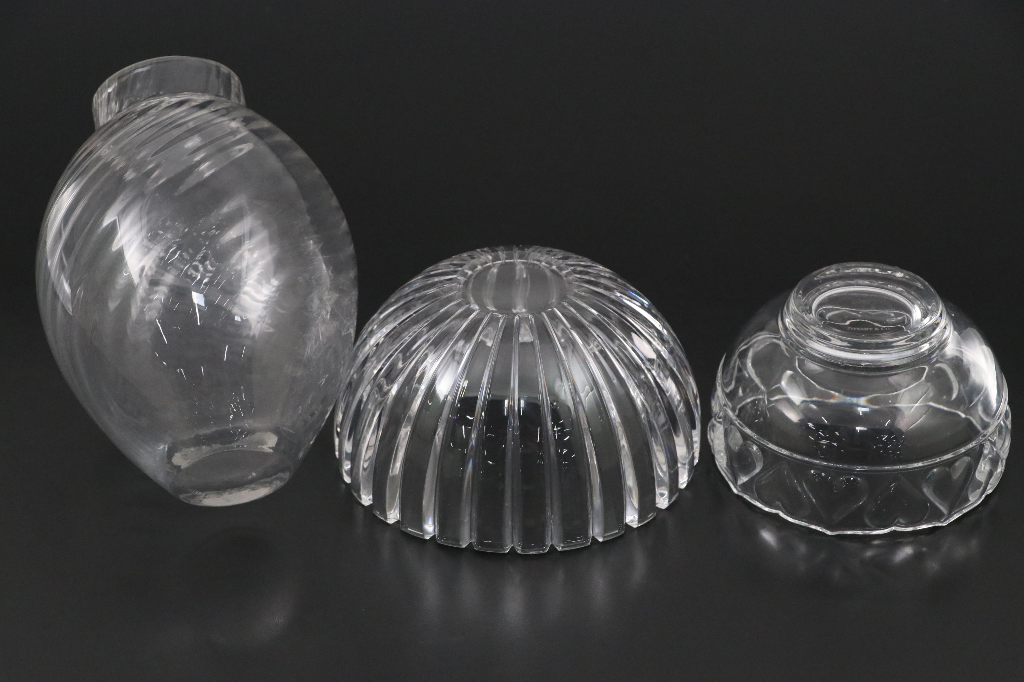 Riedel for Tiffany & Co. "Palladia" Crystal Bowl with Heart Rimmed Bowl and Vase