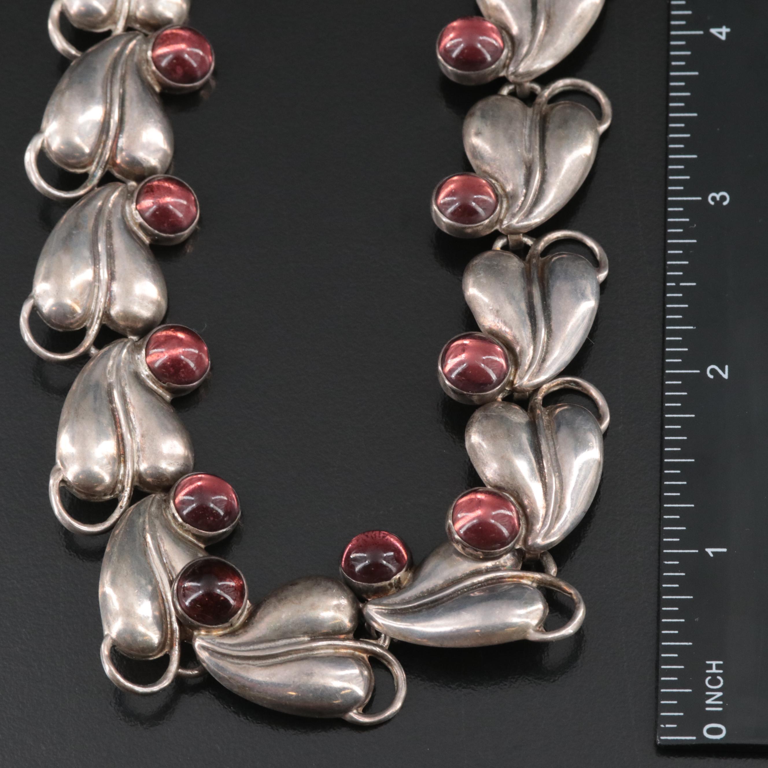 Mexican Sterling Glass Necklace, Bracelet, and Earring Set