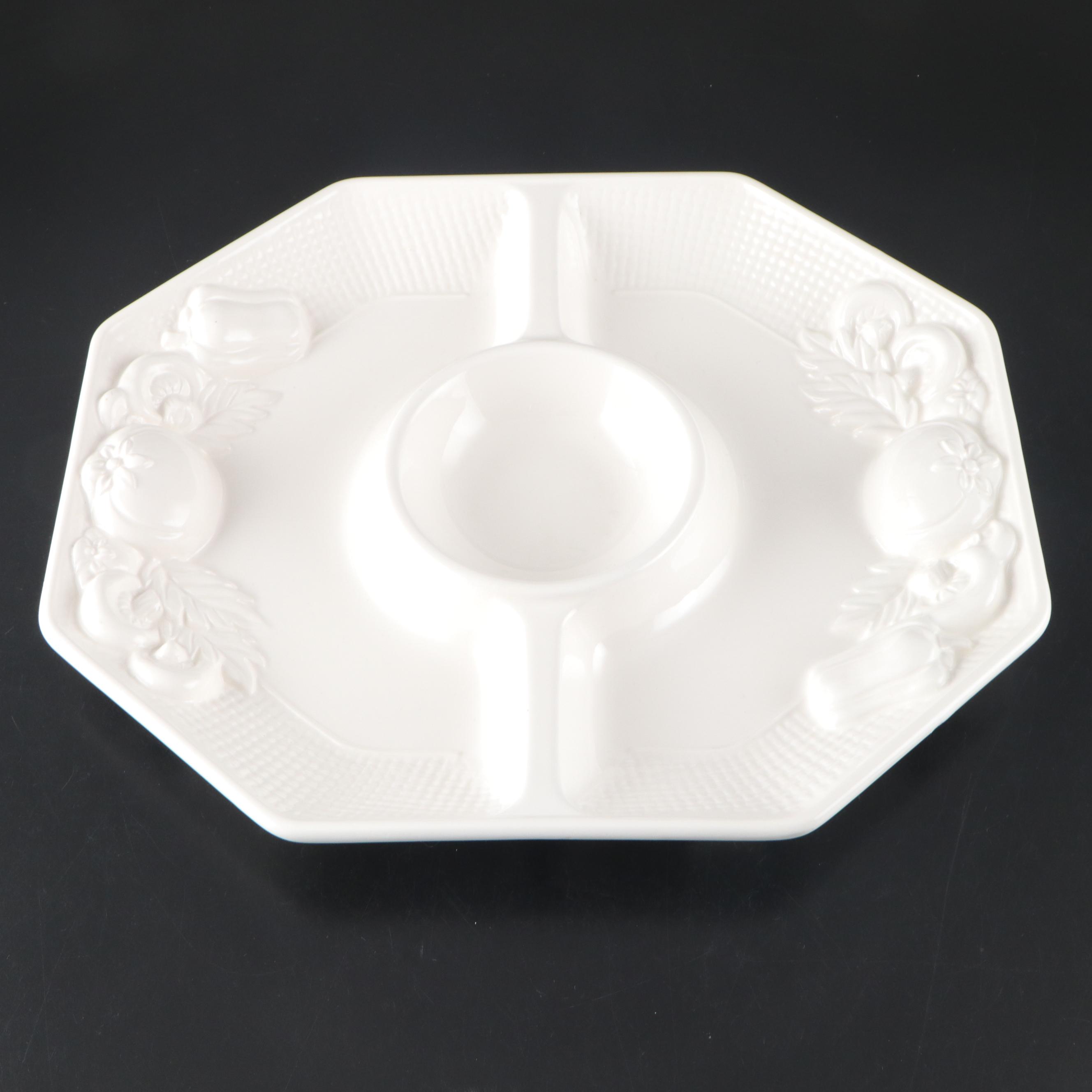 Lenox "Firelight" Wine Glasses and Himark "Harvest Weave" Divided Ceramic Tray