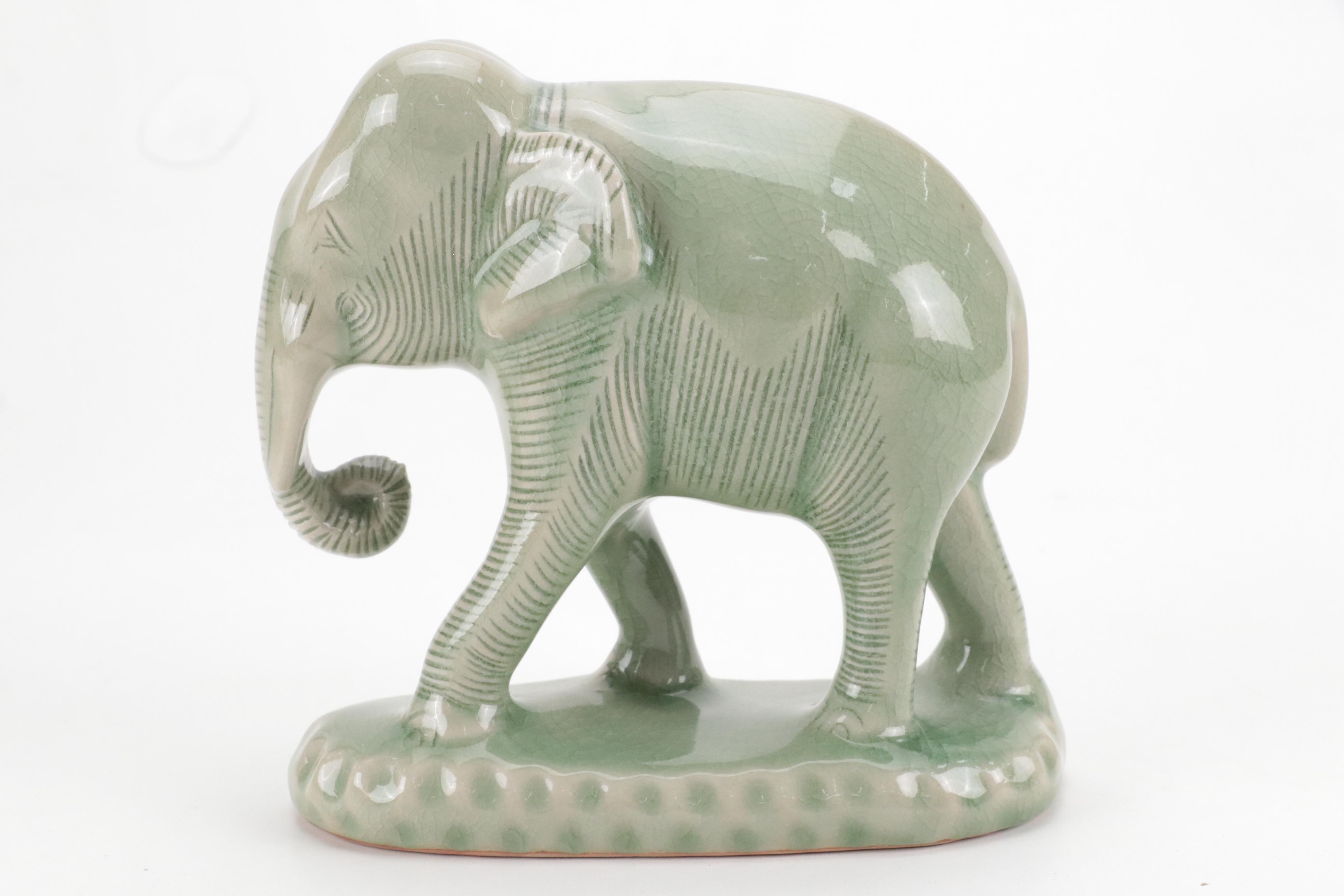 Chinese and Thai Celadon Collection with Vases, Tray and Figurine