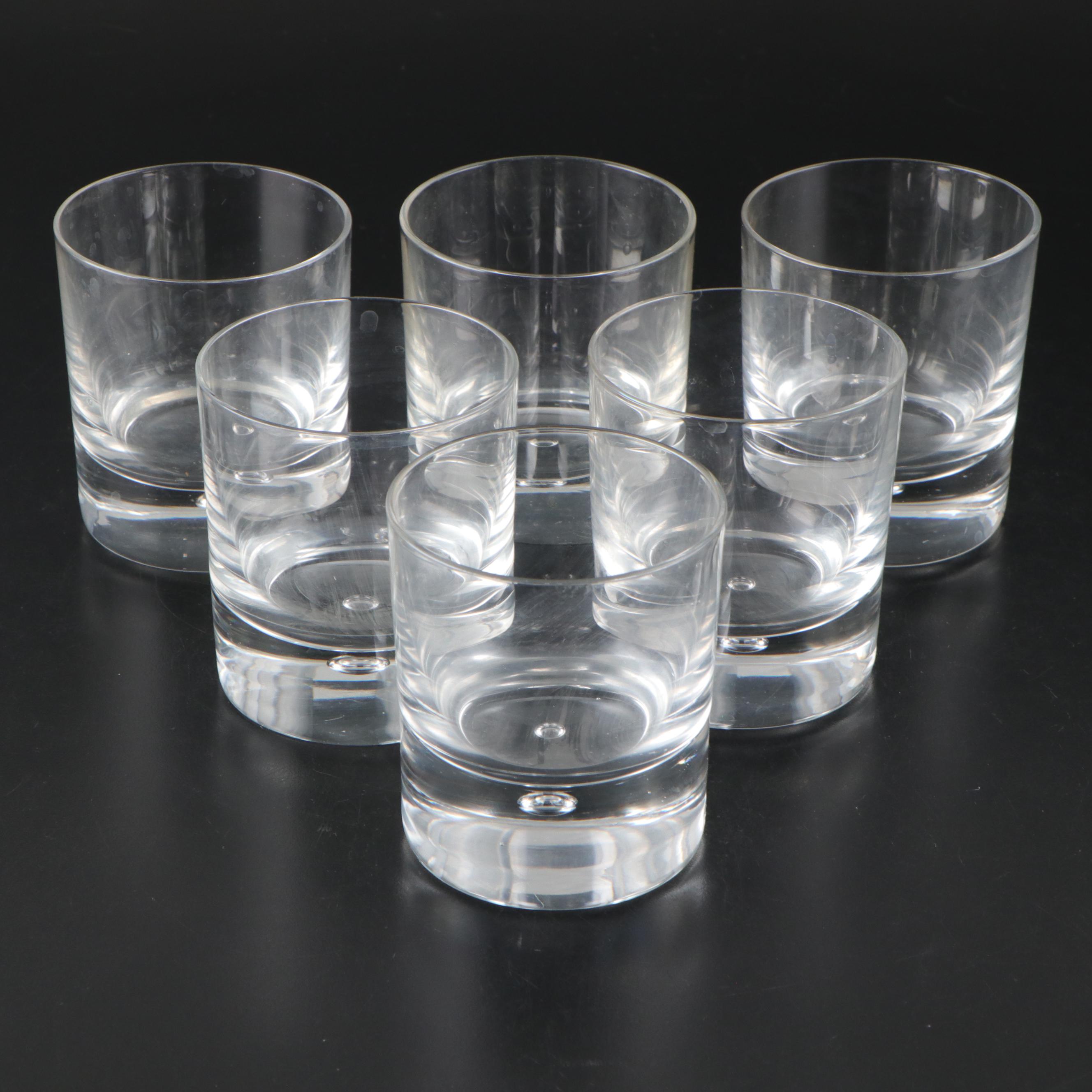 Glass Old Fashioned, Highball Glasses and Cordials with Glass Bubble Base