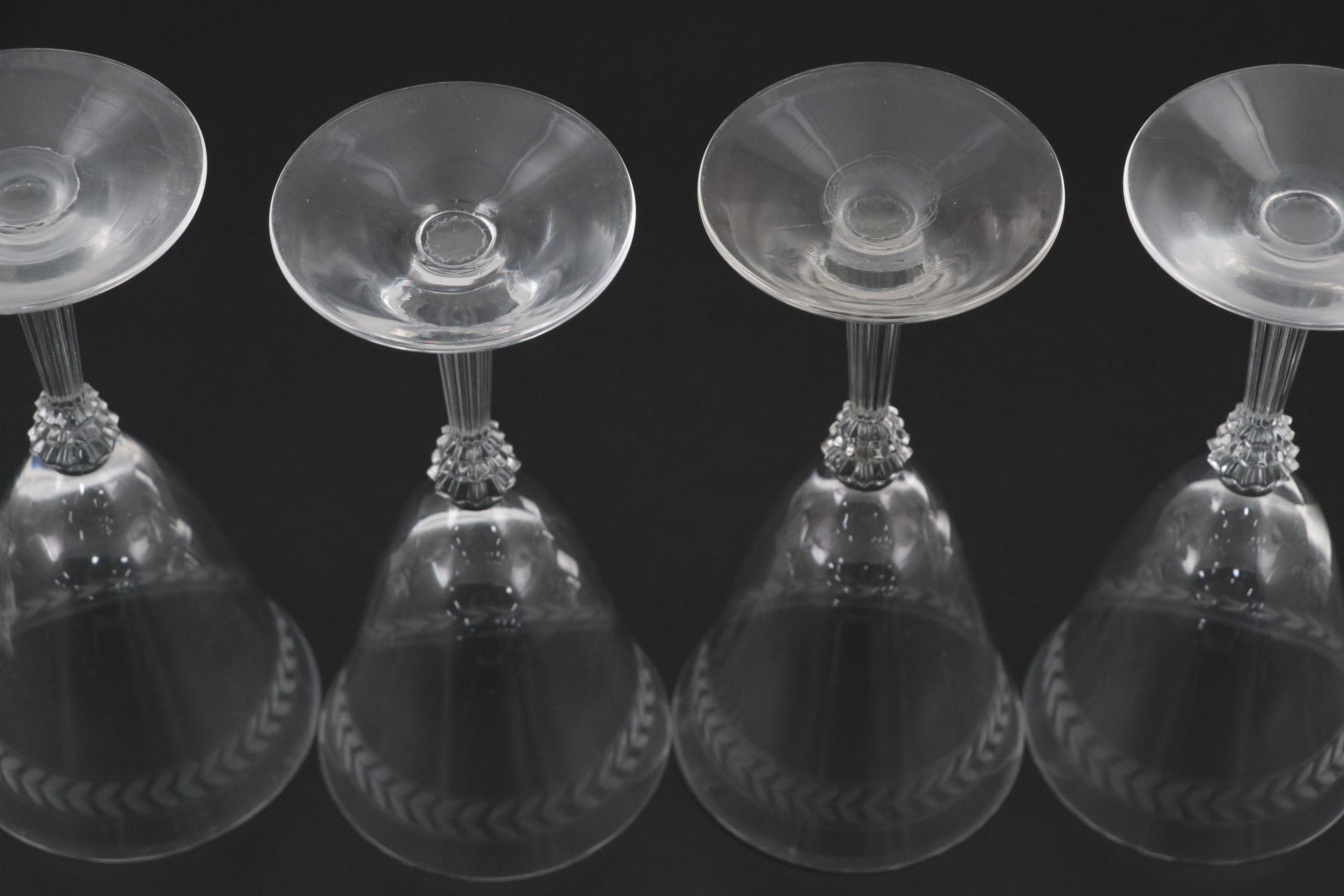 Fostoria "Laurel" Etched Crystal Wine Glasses, Set of Twelve