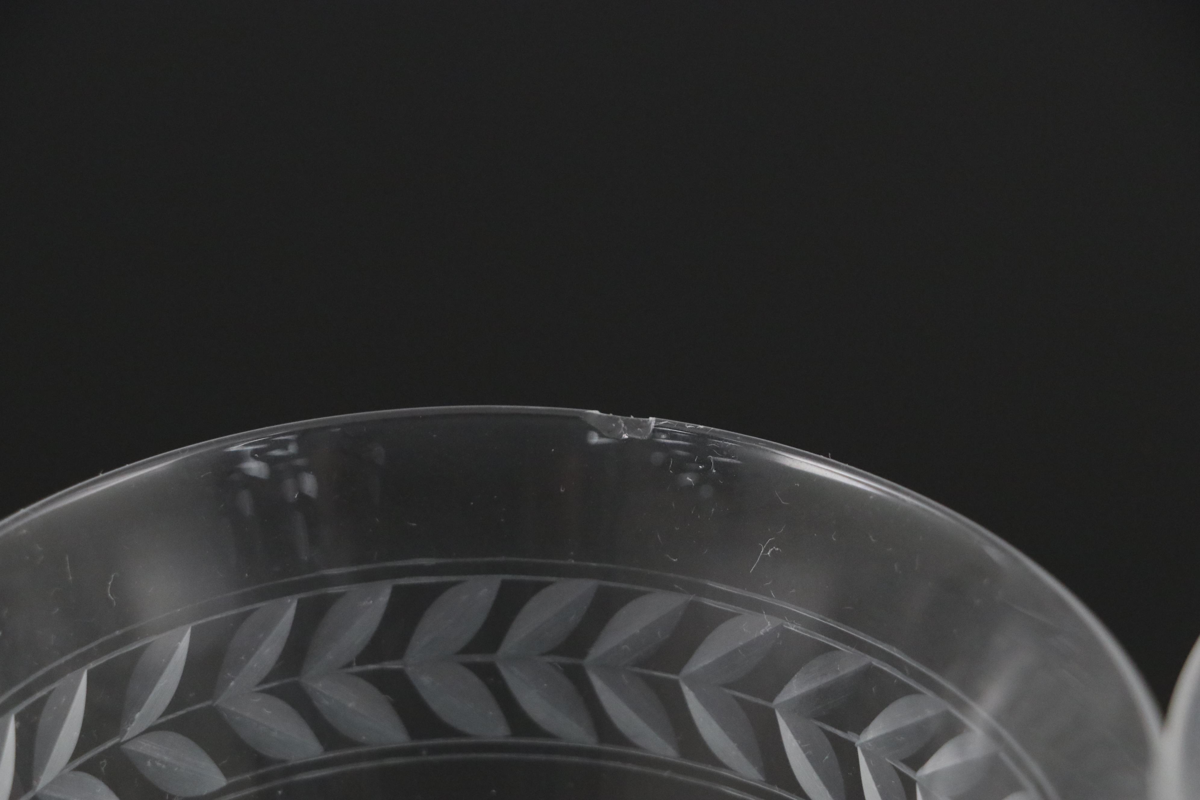 Fostoria "Laurel" Etched Crystal Wine Glasses, Set of Twelve