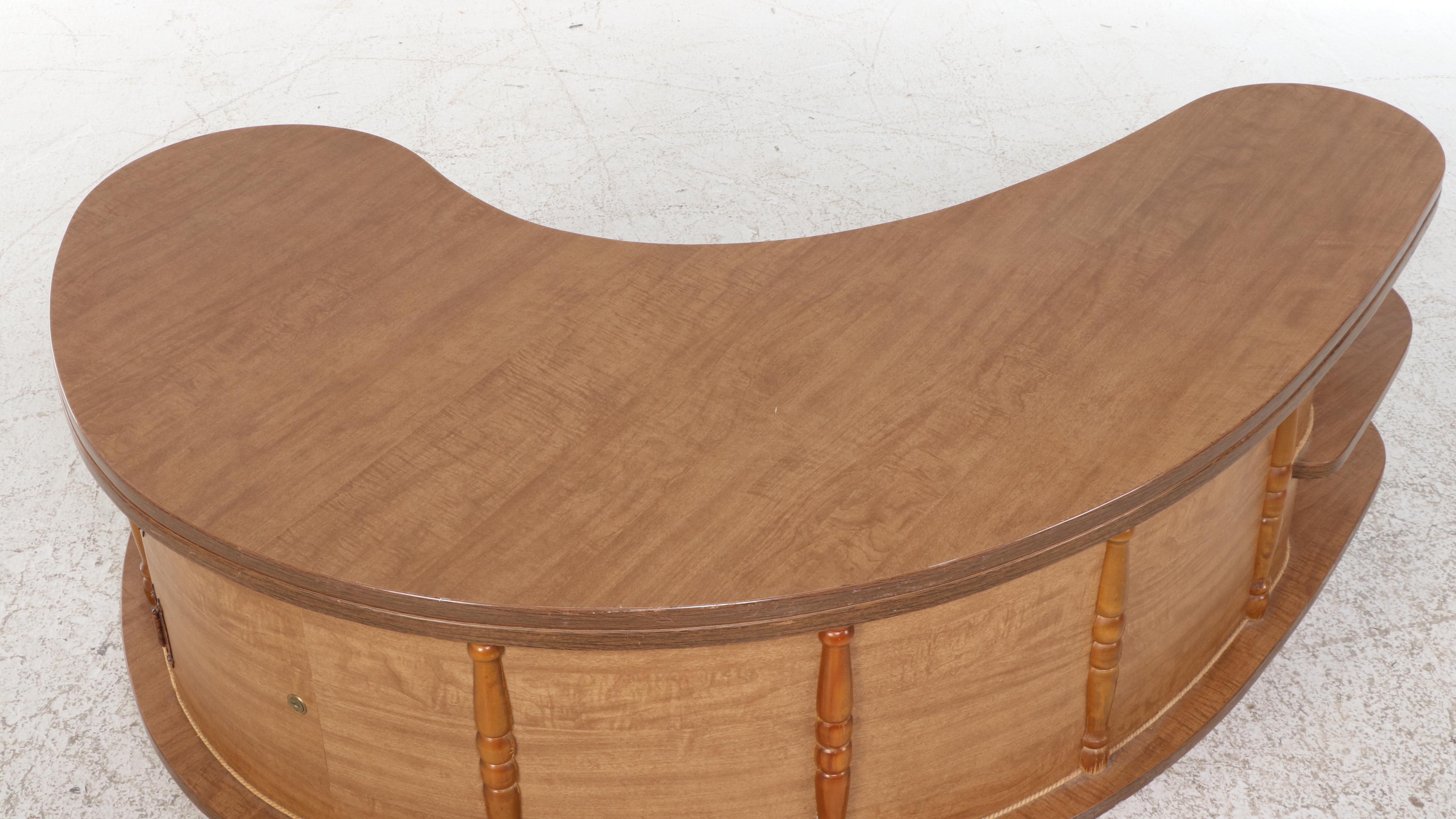 A.H. Stock Grand-Server Swivel-Top Boomerang Coffee Table Bar Cart, Mid-20th C.