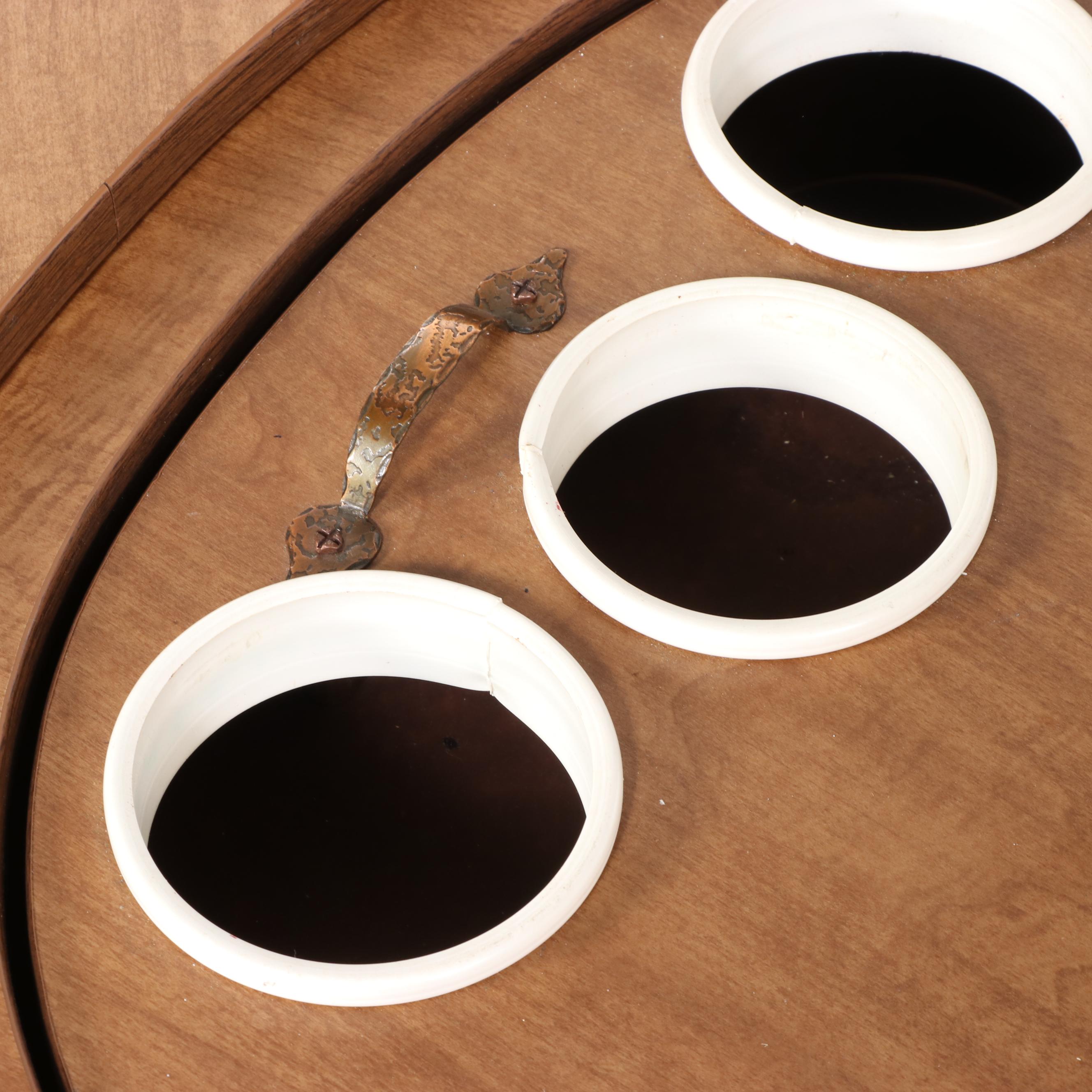 A.H. Stock Grand-Server Swivel-Top Boomerang Coffee Table Bar Cart, Mid-20th C.