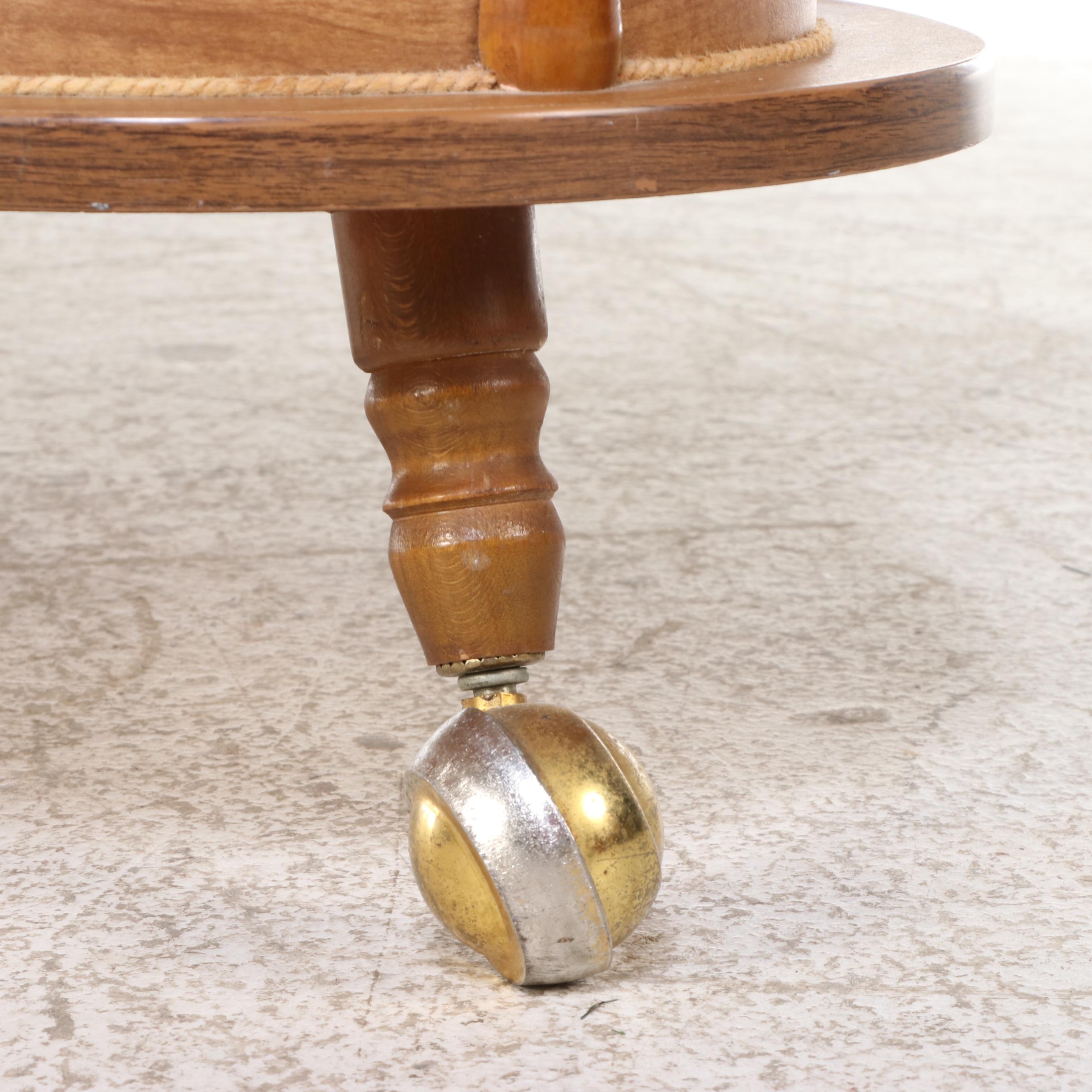 A.H. Stock Grand-Server Swivel-Top Boomerang Coffee Table Bar Cart, Mid-20th C.