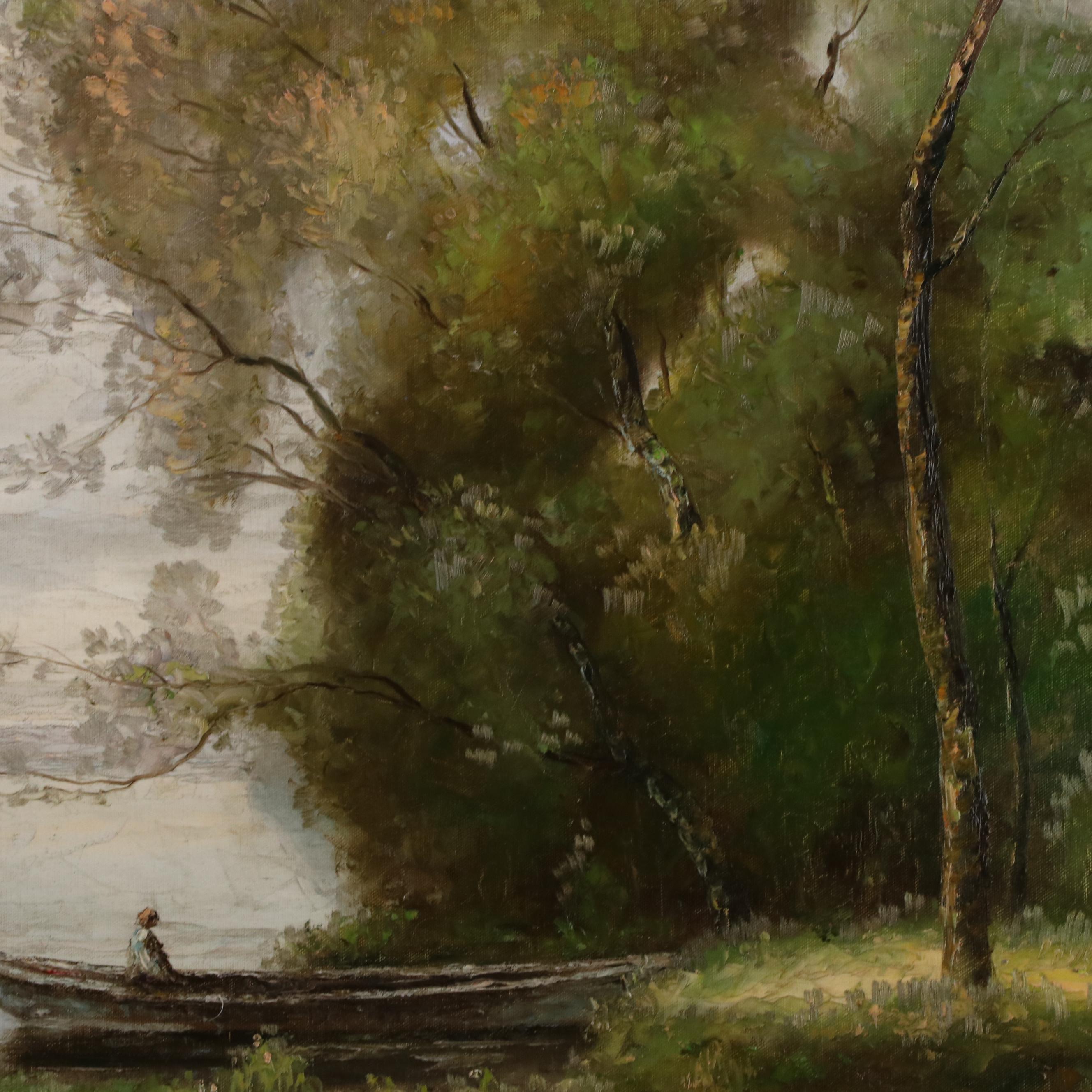 L. Stephano Large-Scale Oil Painting of Riverscape