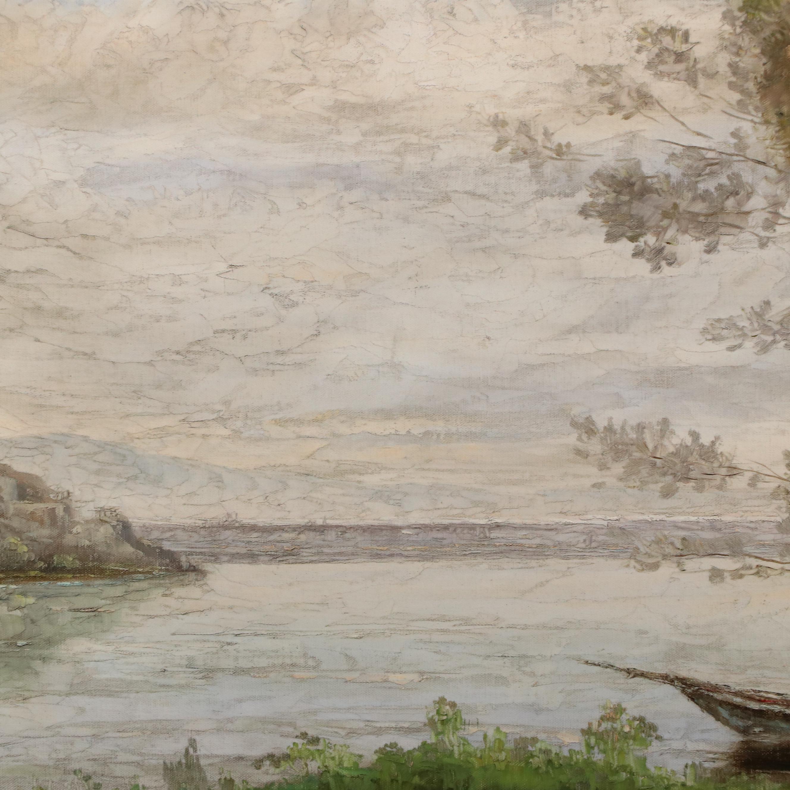 L. Stephano Large-Scale Oil Painting of Riverscape