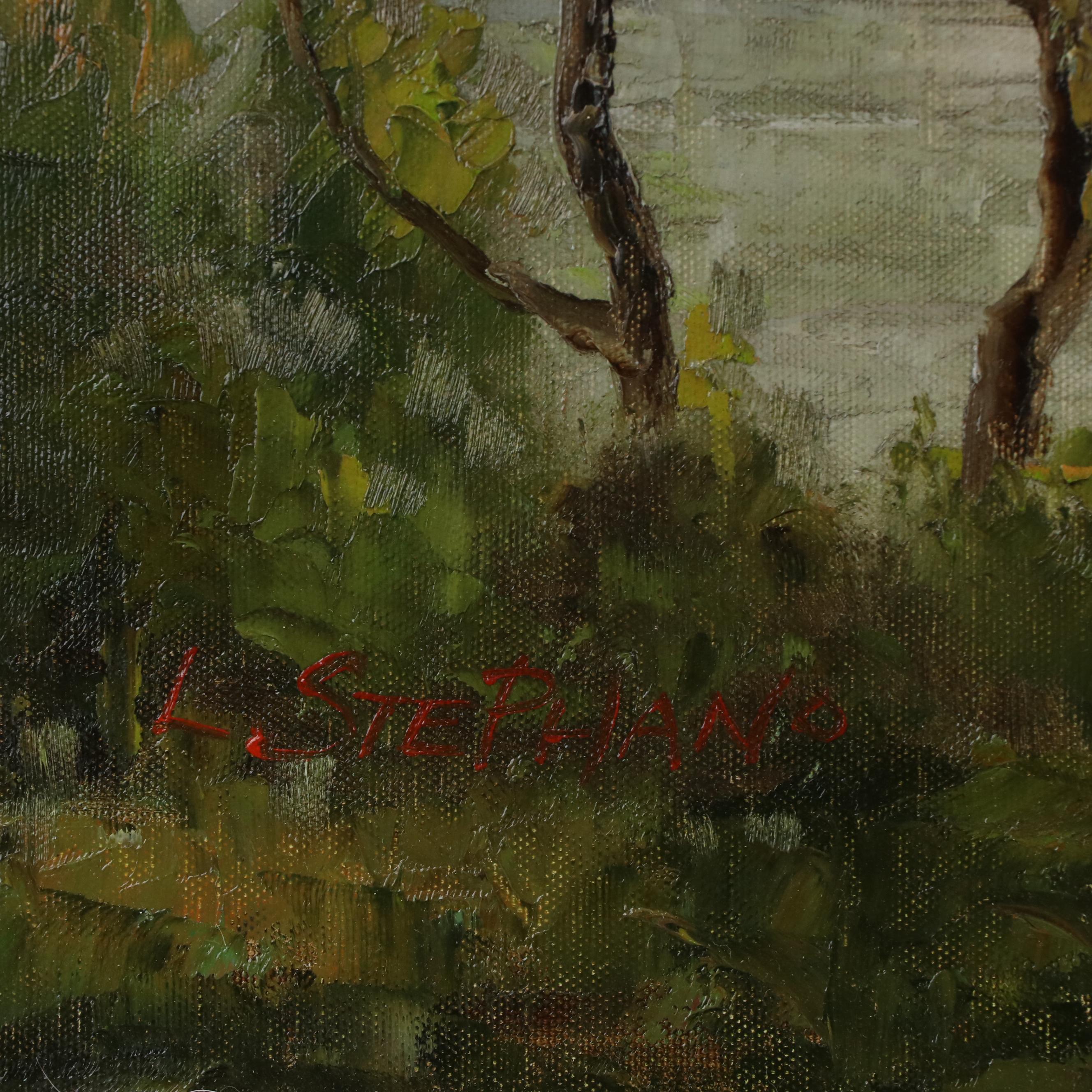L. Stephano Large-Scale Oil Painting of Riverscape