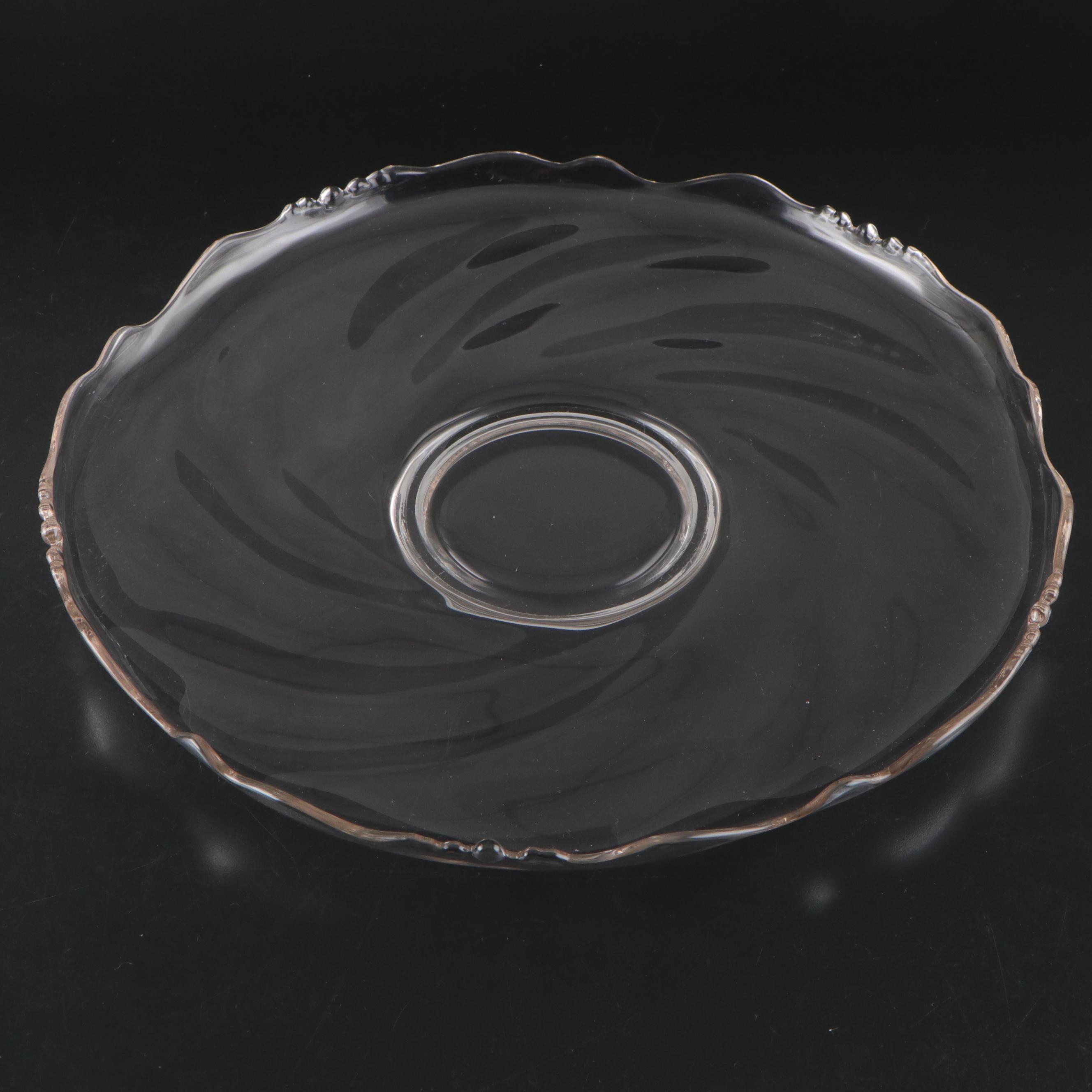 Heisey "Orchid" and Other Glass Serving Platters, Mid to Late 20th Century