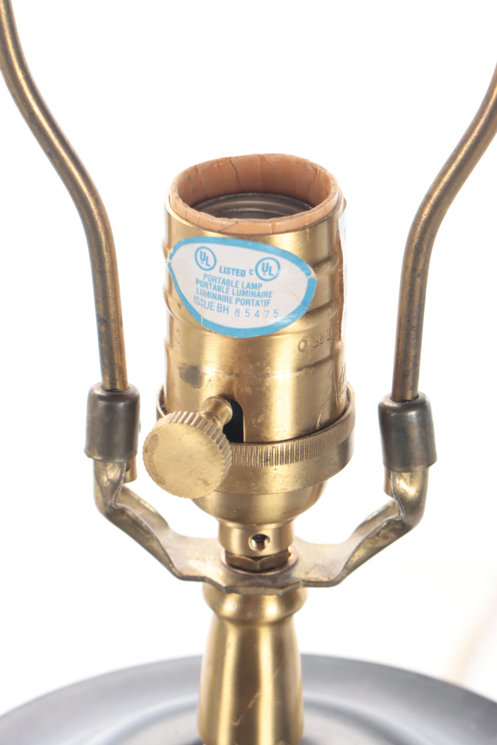 Oriental Accents Chinese Celadon Pomegranate Handled Porcelain Table Lamps