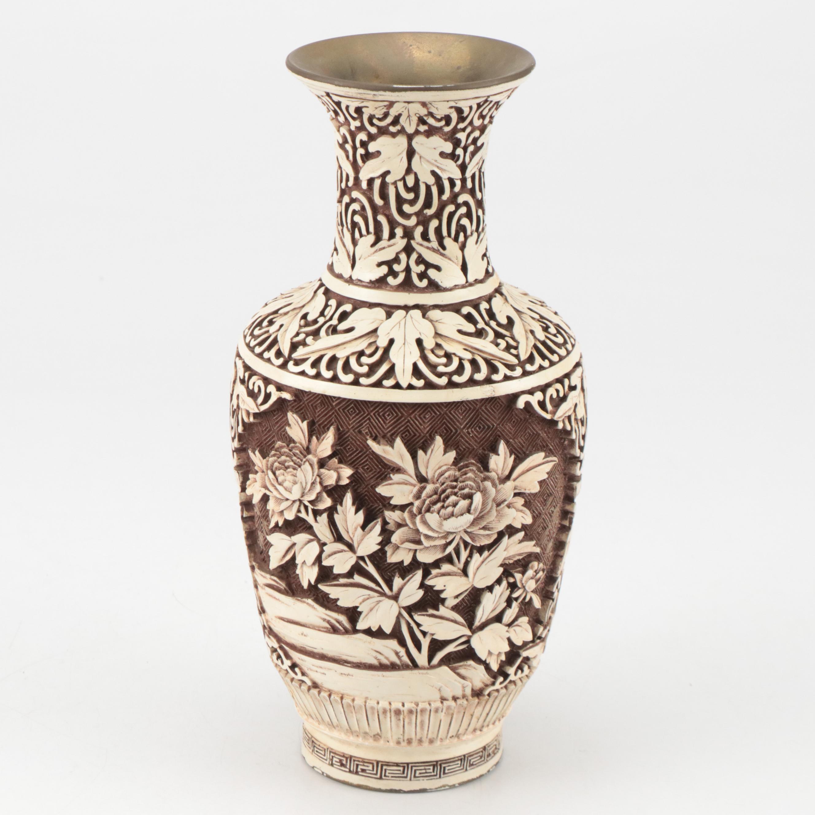 Inaba Japanese Cloisonne and Chinese Carved Resin Vases