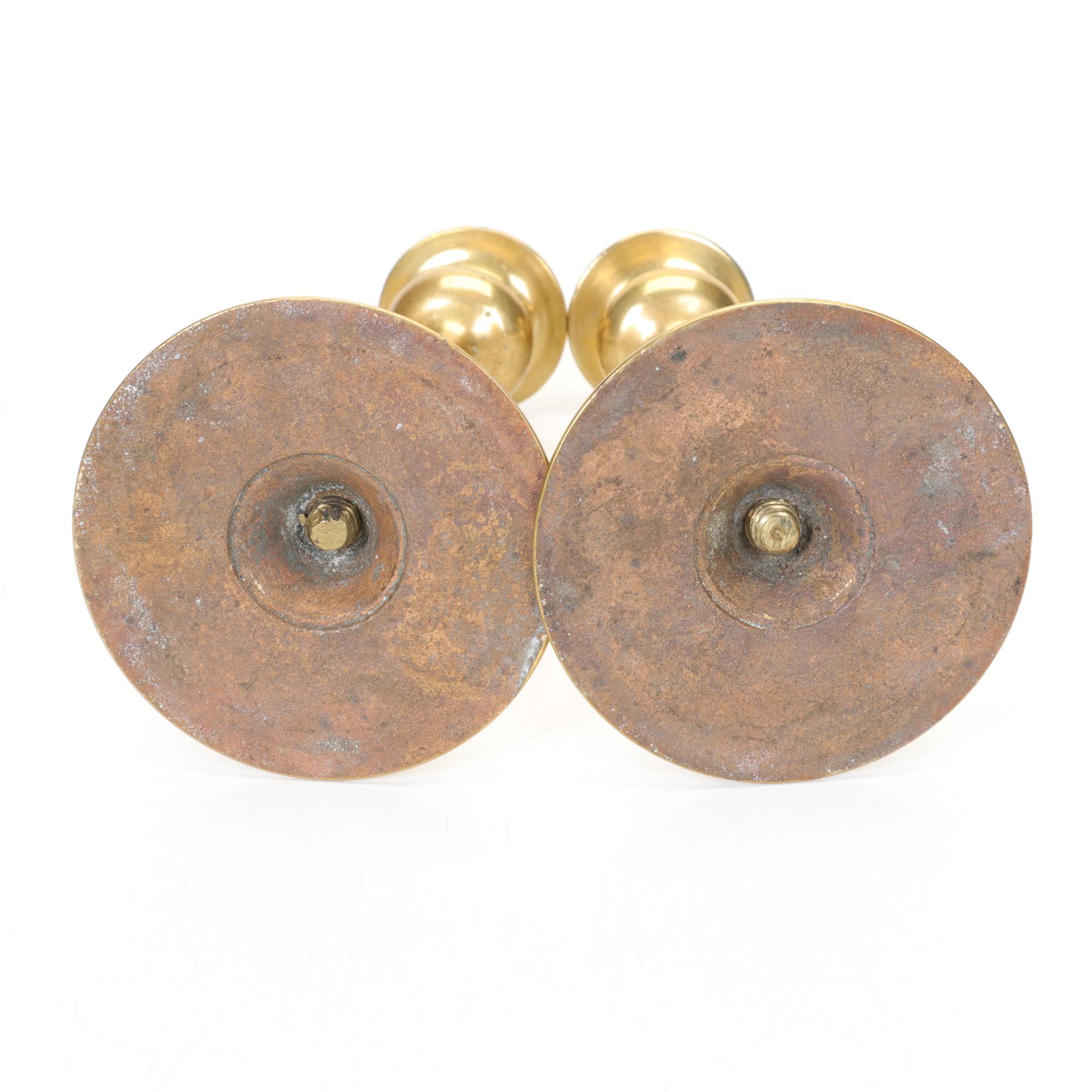 Carl Sorensen Verdigris Bronze Vase with Arts & Crafts Style Brass Candlesticks