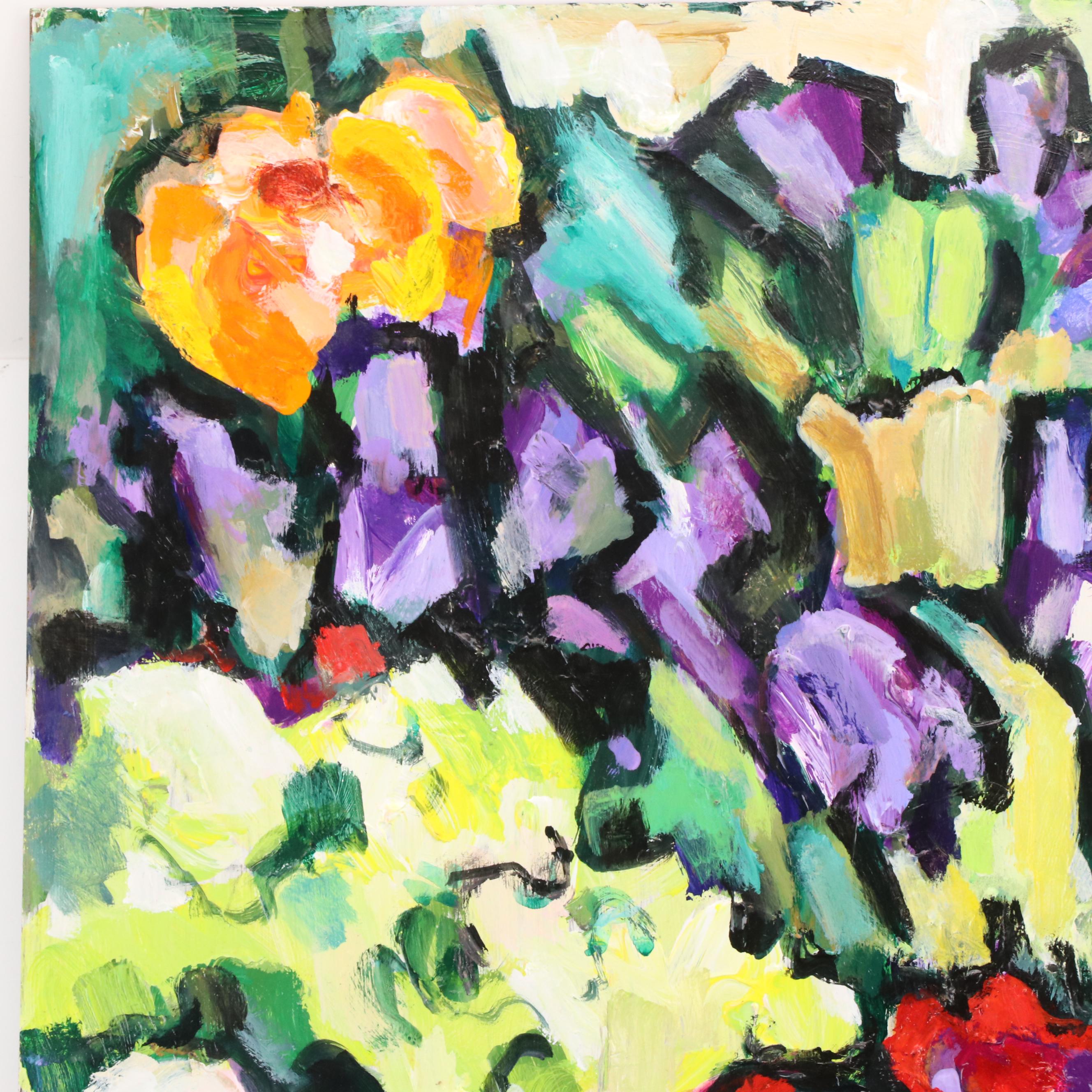 Gwen Doppler Stylized Floral Acrylic Painting, 1991 | EBTH