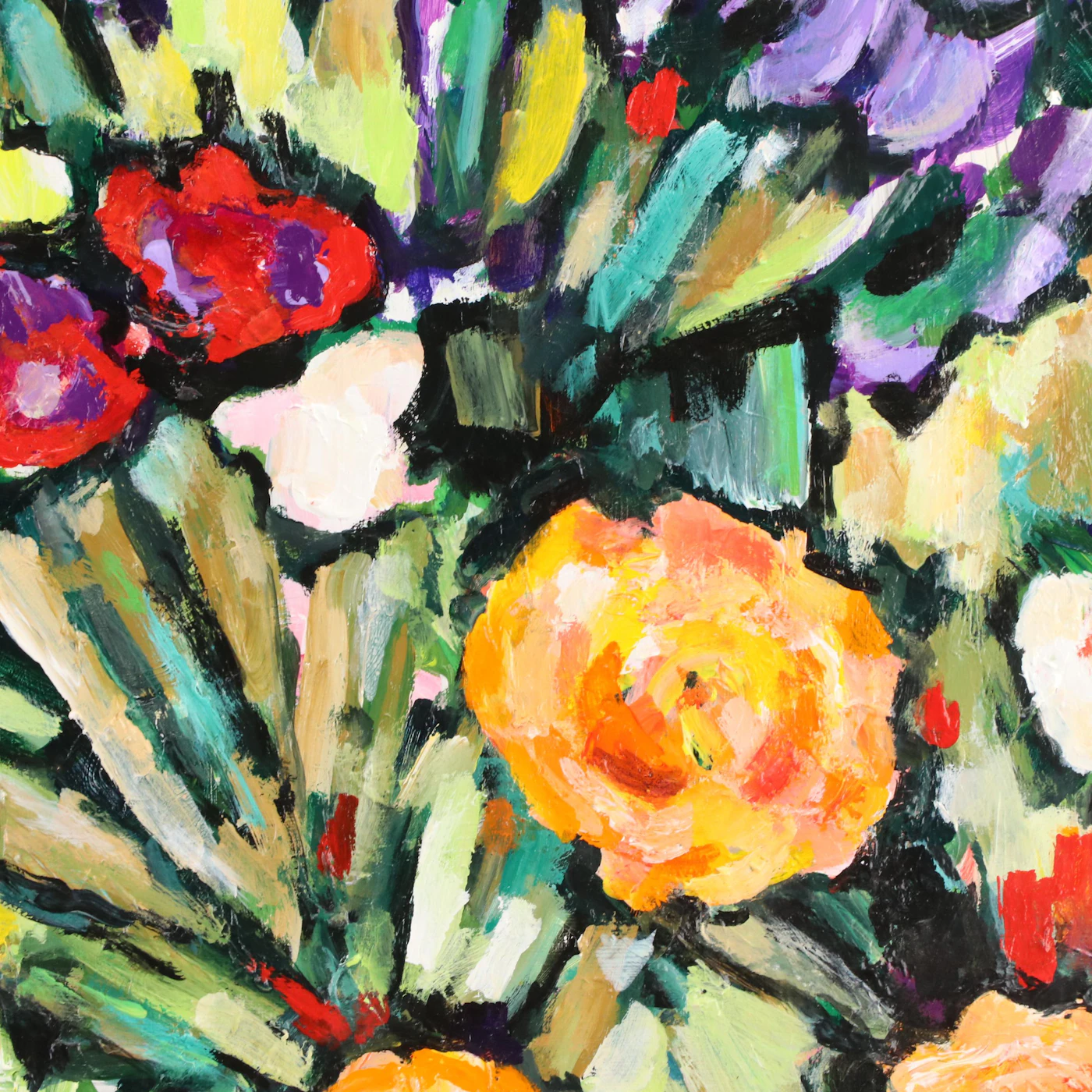 Gwen Doppler Stylized Floral Acrylic Painting, 1991 | EBTH