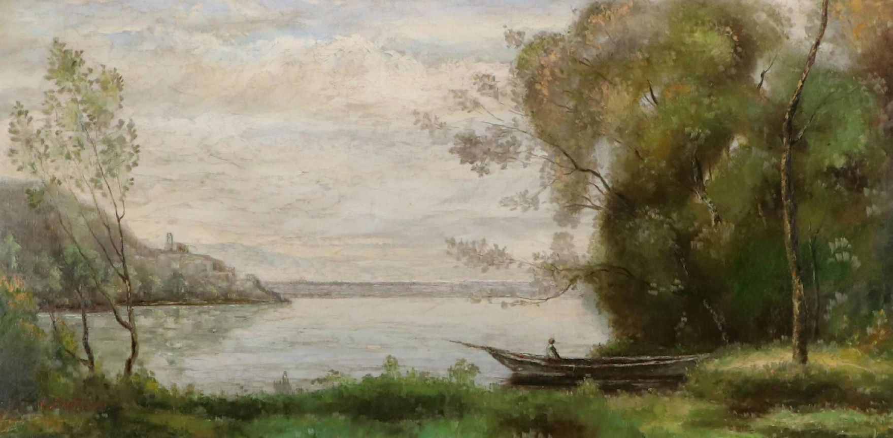 L. Stephano Large-Scale Oil Painting of Riverscape