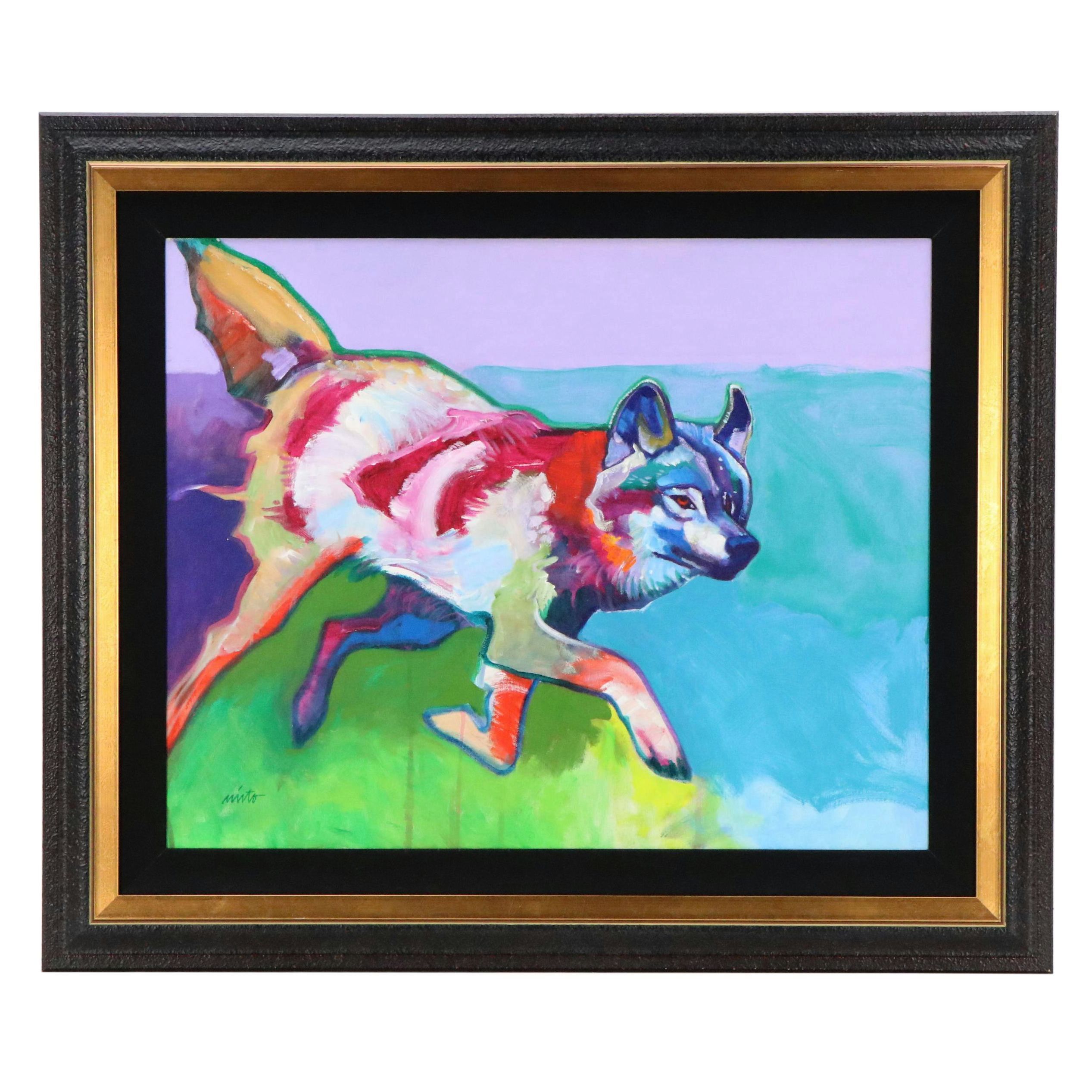 John Nieto Acrylic Painting "Wolf Hunting"