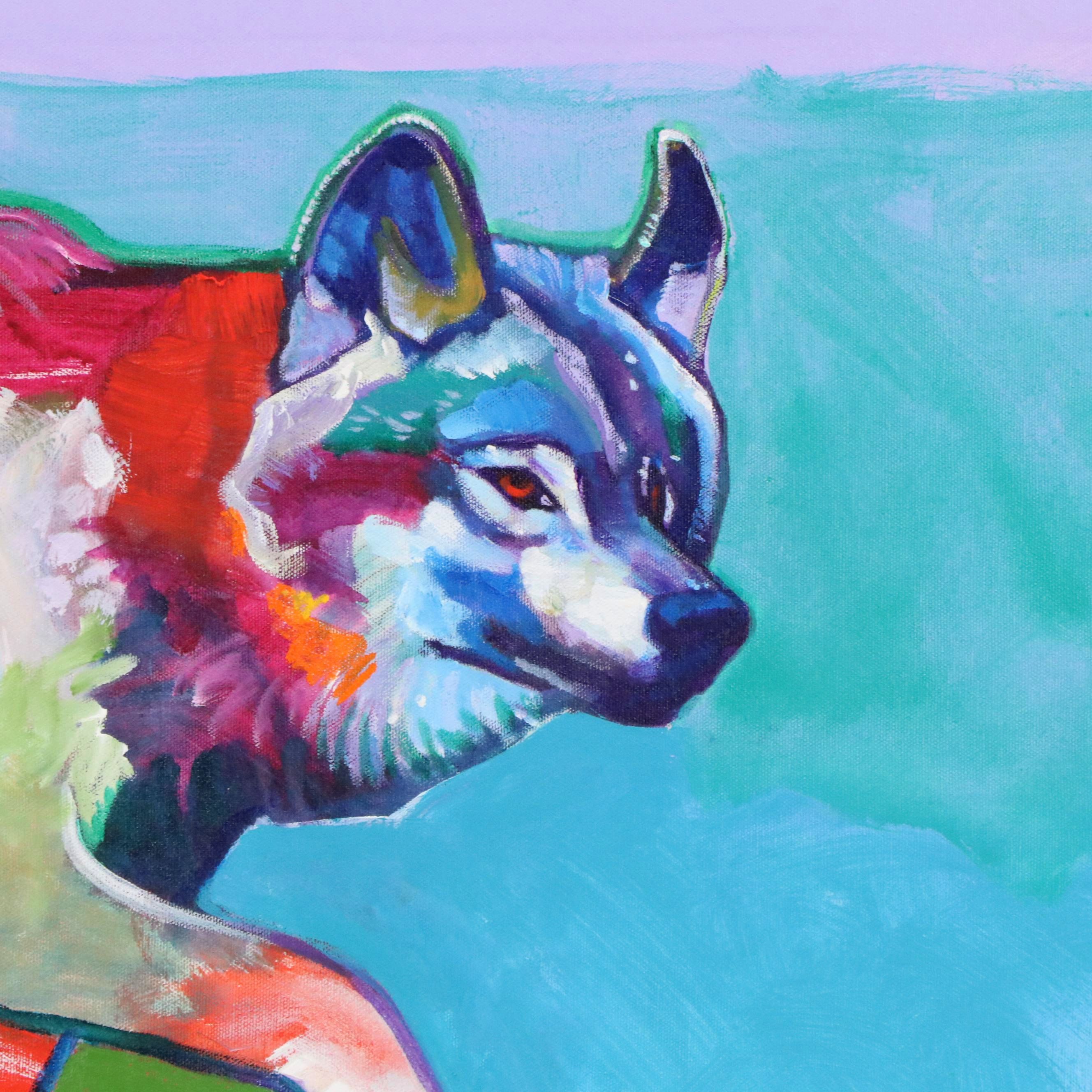 John Nieto Acrylic Painting "Wolf Hunting"