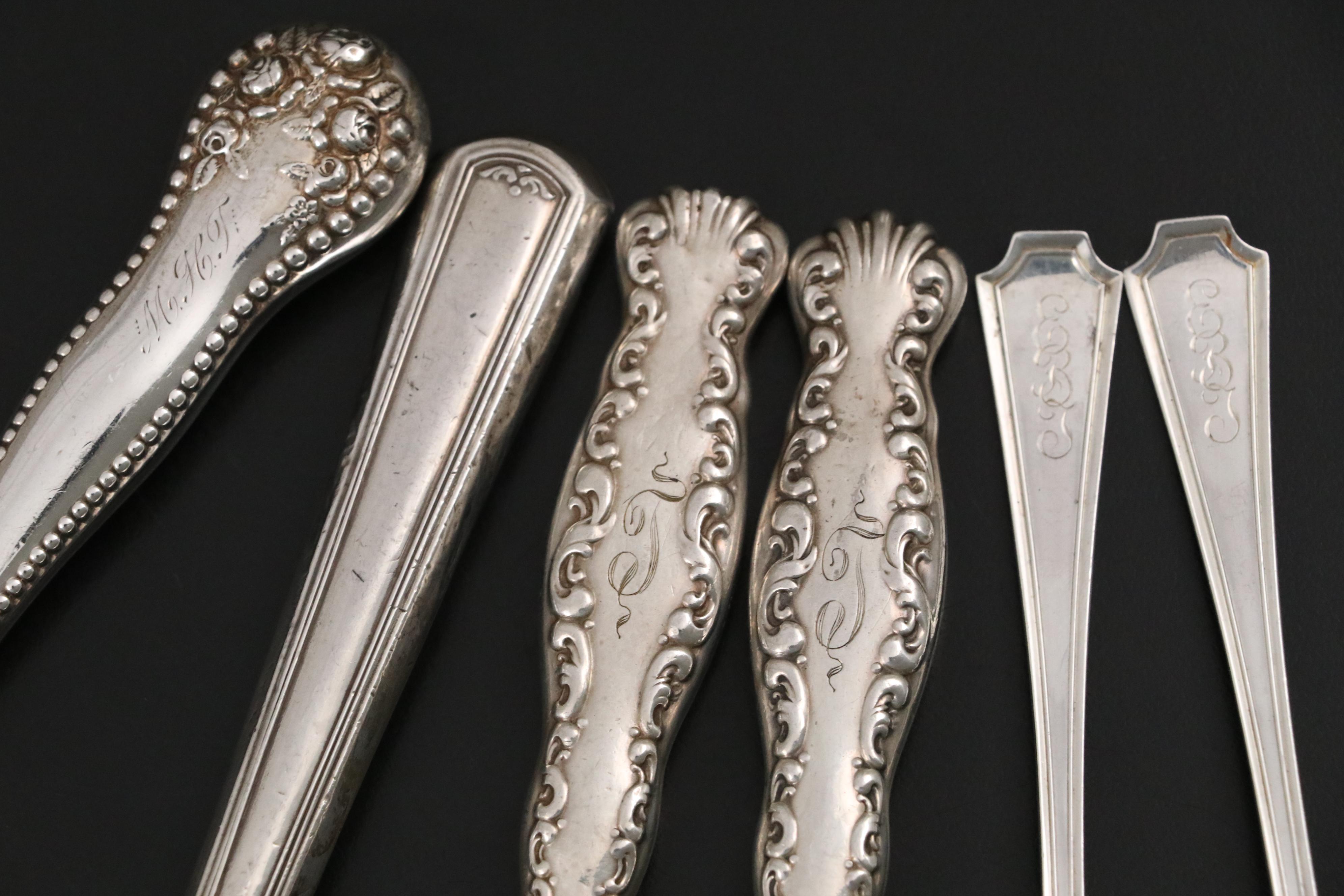 Durgin "Fairfax" Sterling Silver Salad Forks with Sterling Handled Serveware