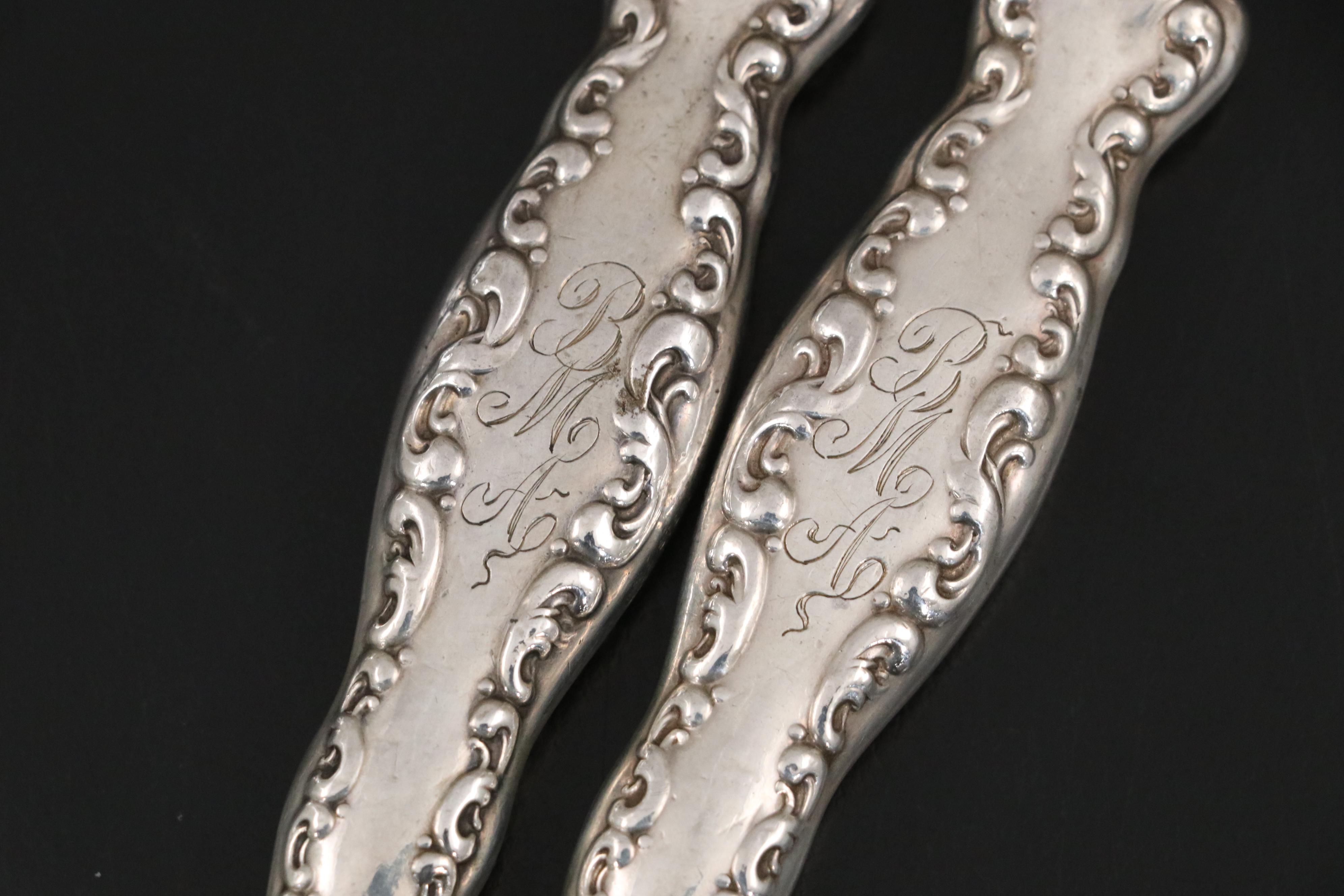Durgin "Fairfax" Sterling Silver Salad Forks with Sterling Handled Serveware