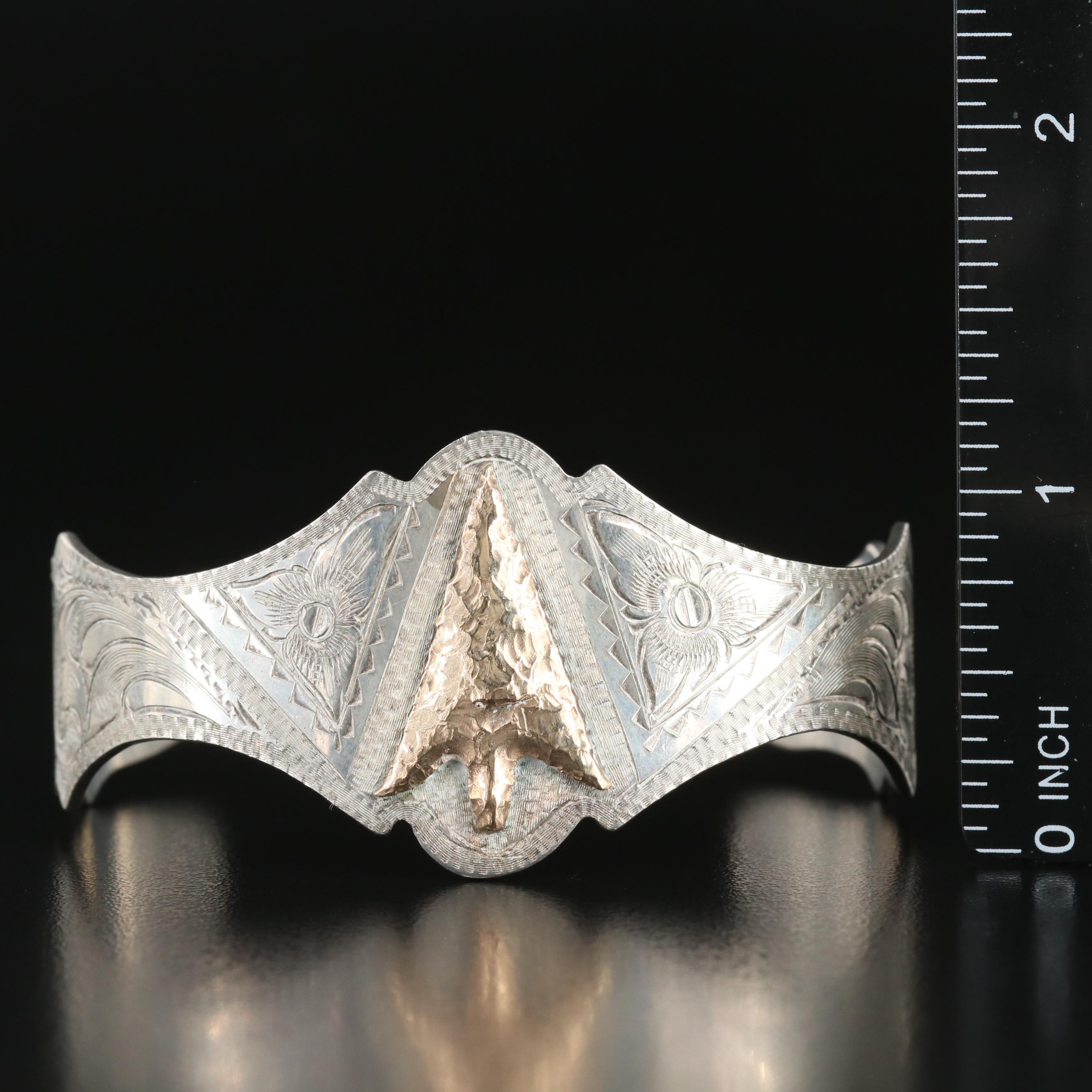 Silverado Sterling Cuff Bracelet with 10K Arrowhead Accent