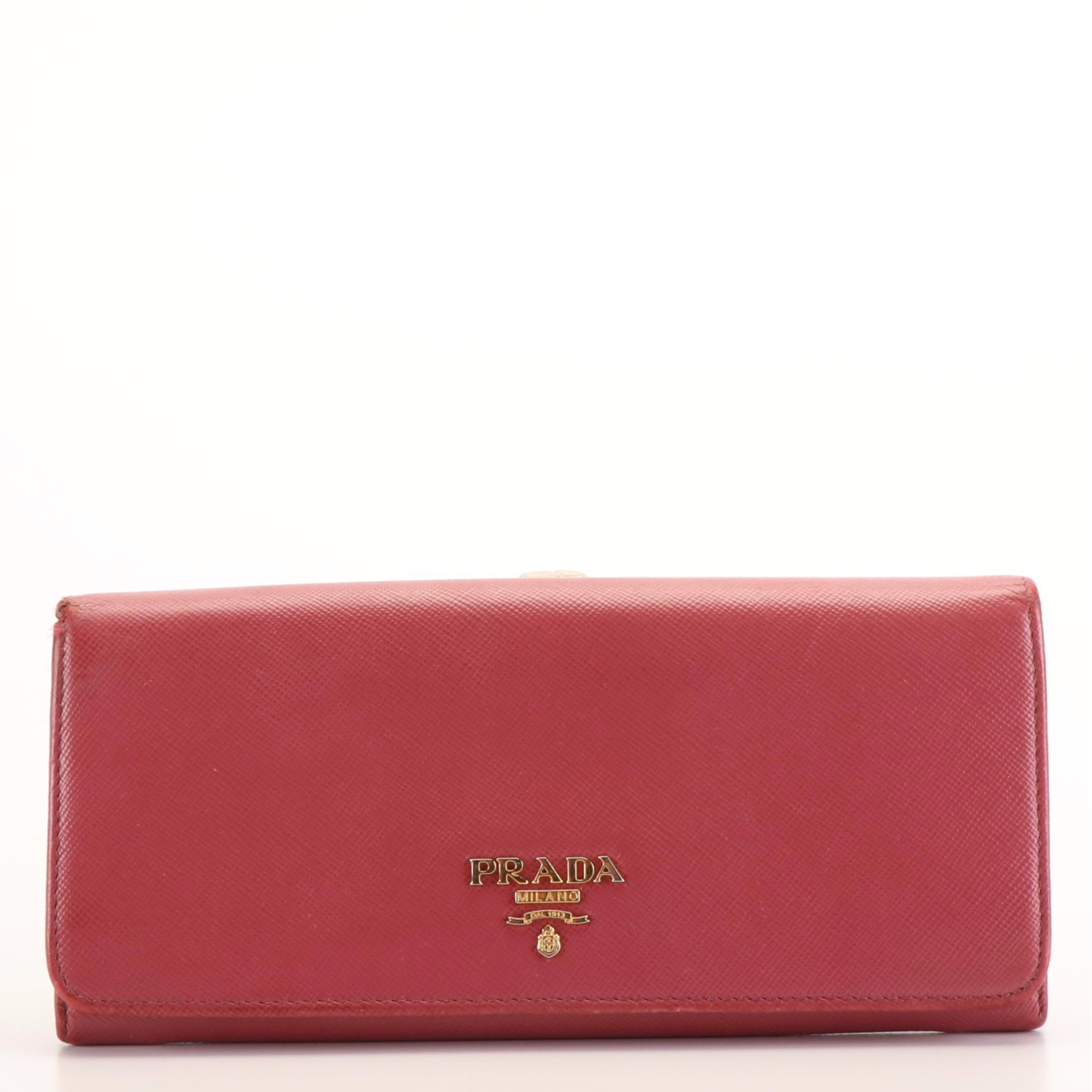 Prada Pink Saffiano Lux Leather Flap  Continental Wallet