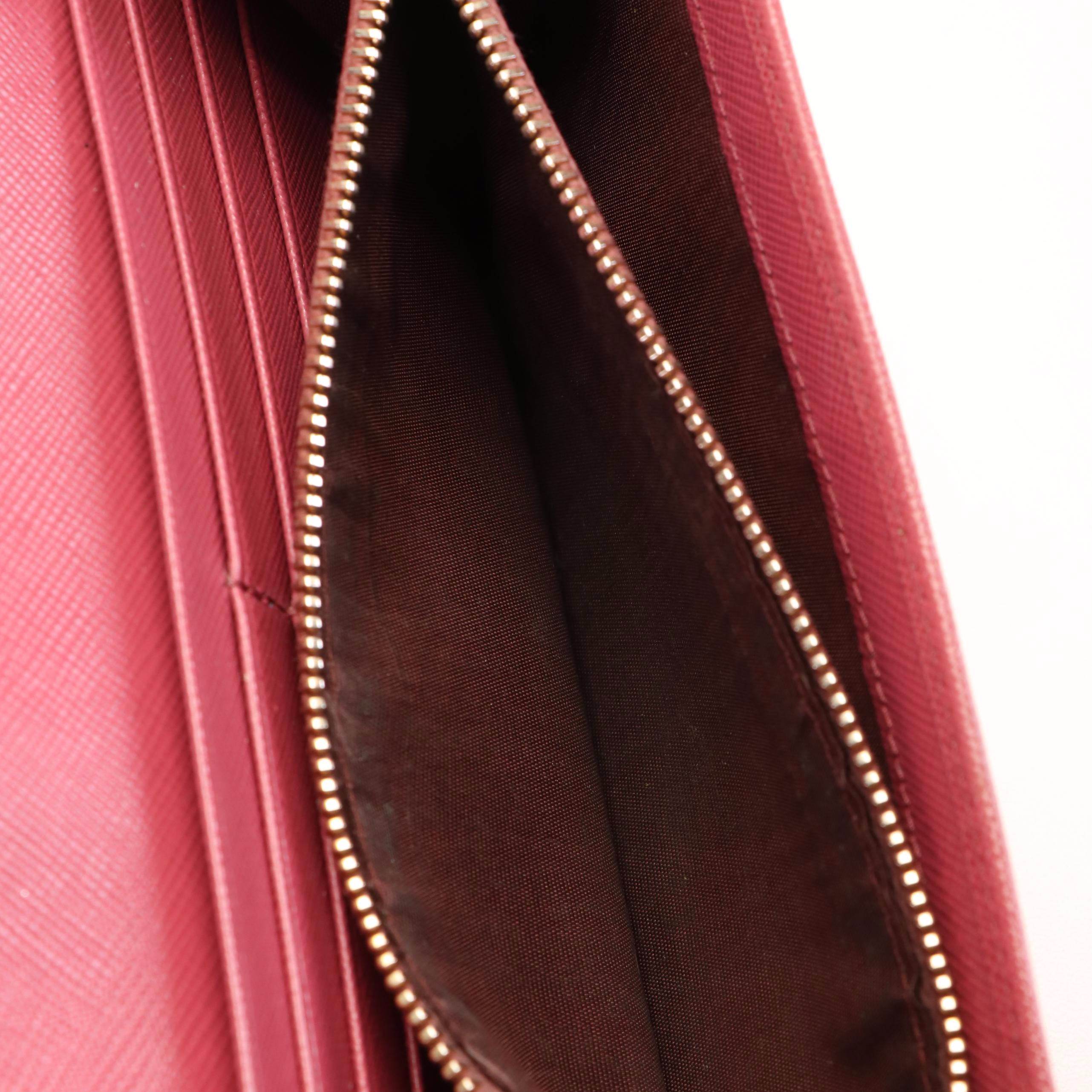 Prada Pink Saffiano Lux Leather Flap  Continental Wallet