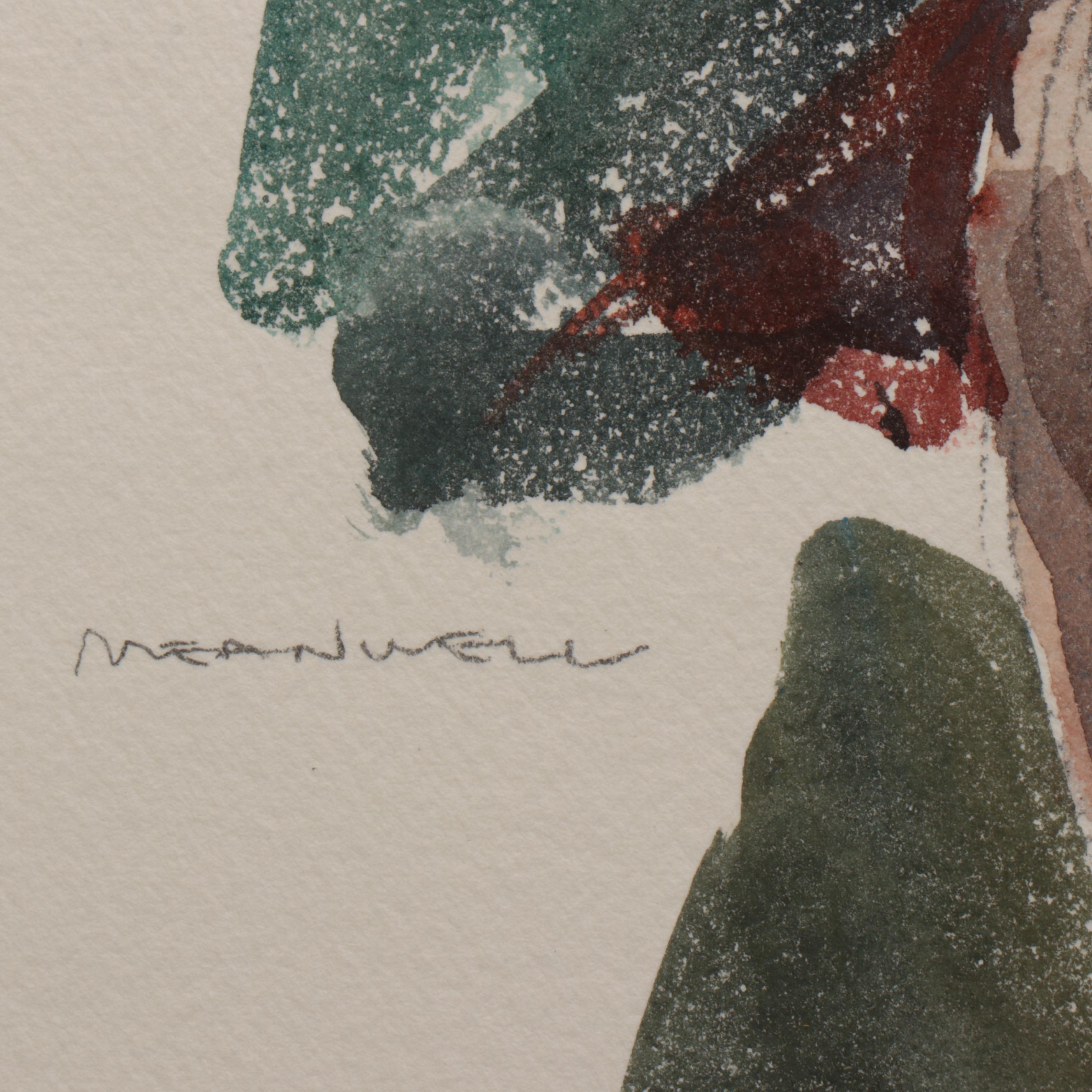 Jack Meanwell Watercolor Figure Painting of Seated Nude