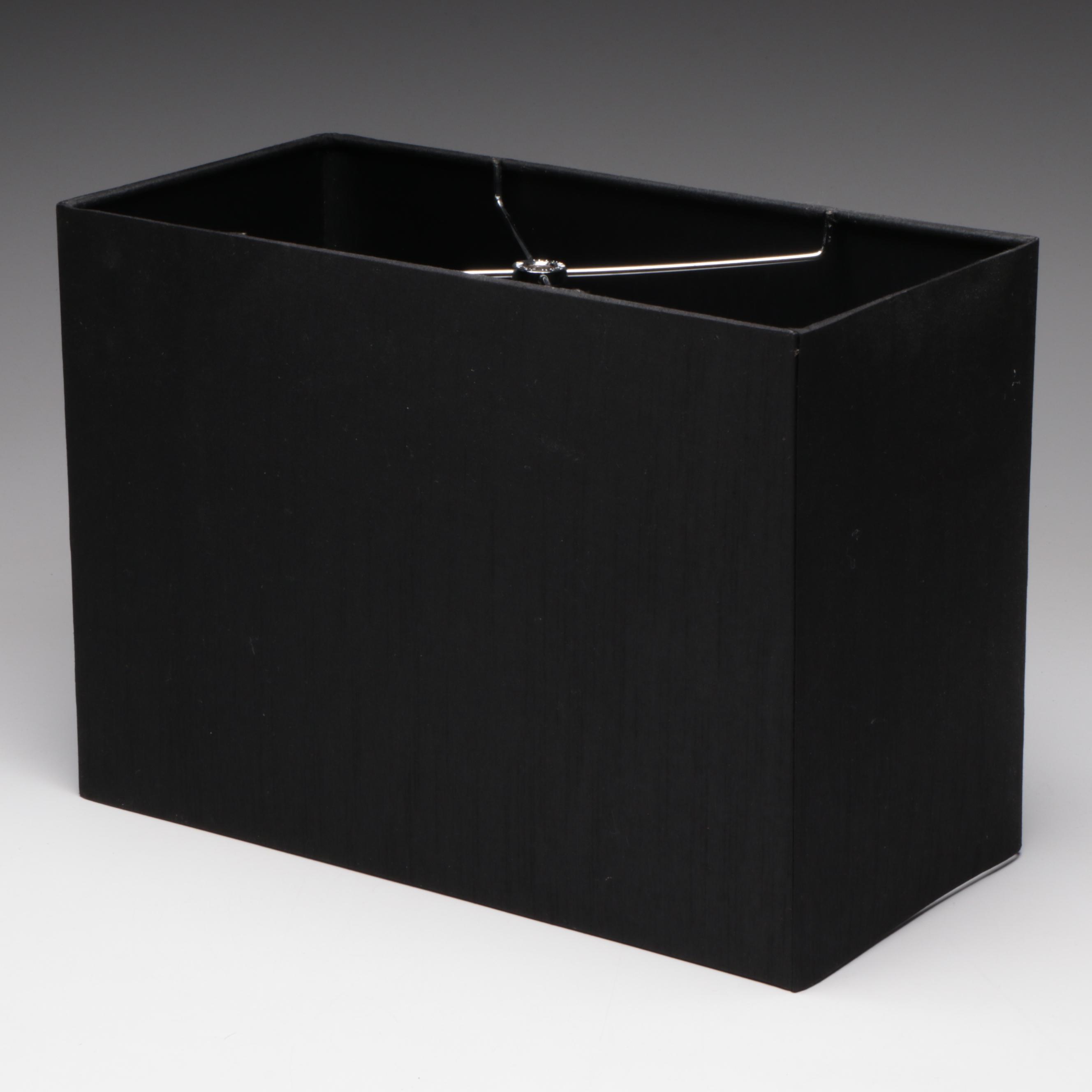 West Elm Style Square Glass Table Lamp with Black Fabric Shade, Glass Finial