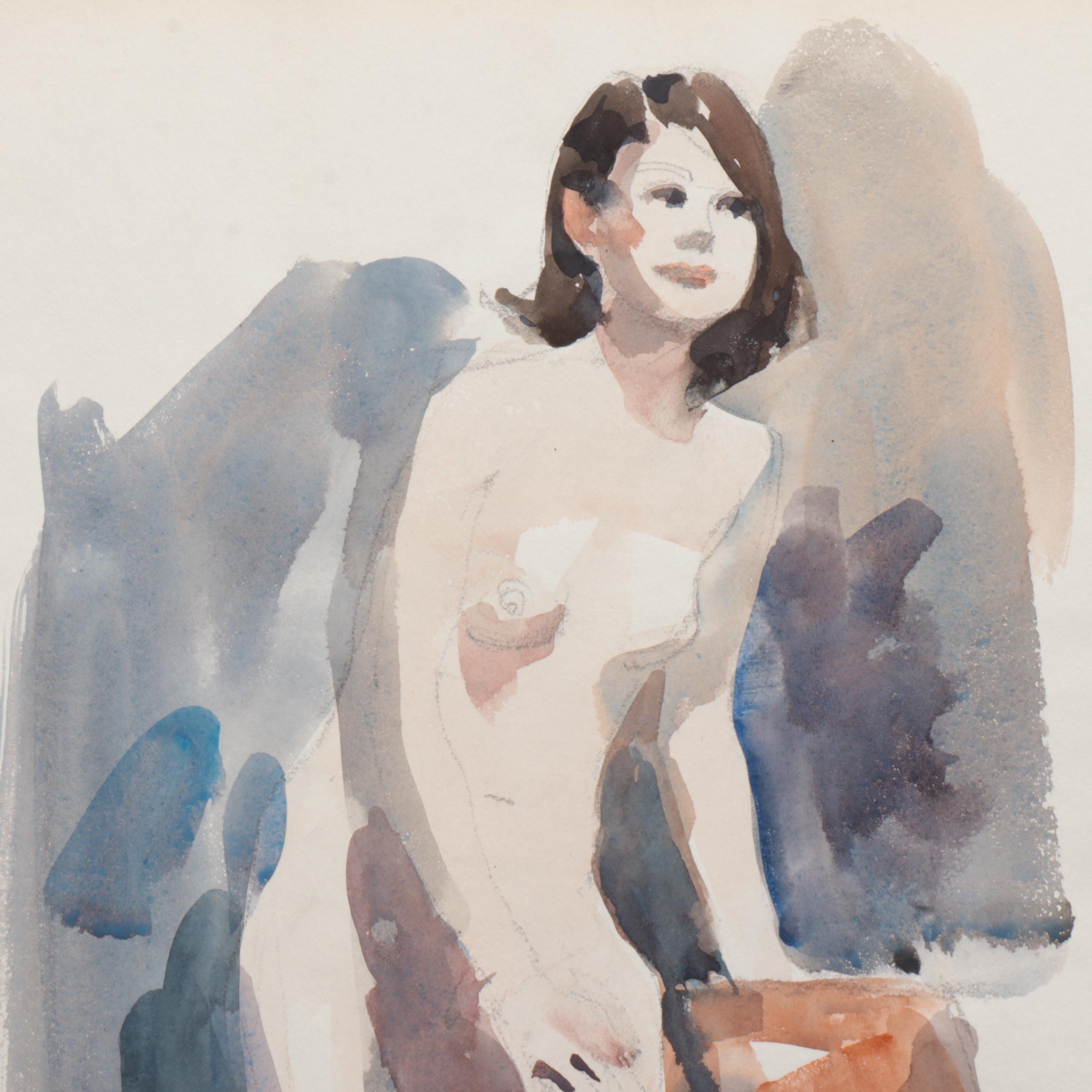 Jack Meanwell Watercolor Figure Painting of Standing Nude