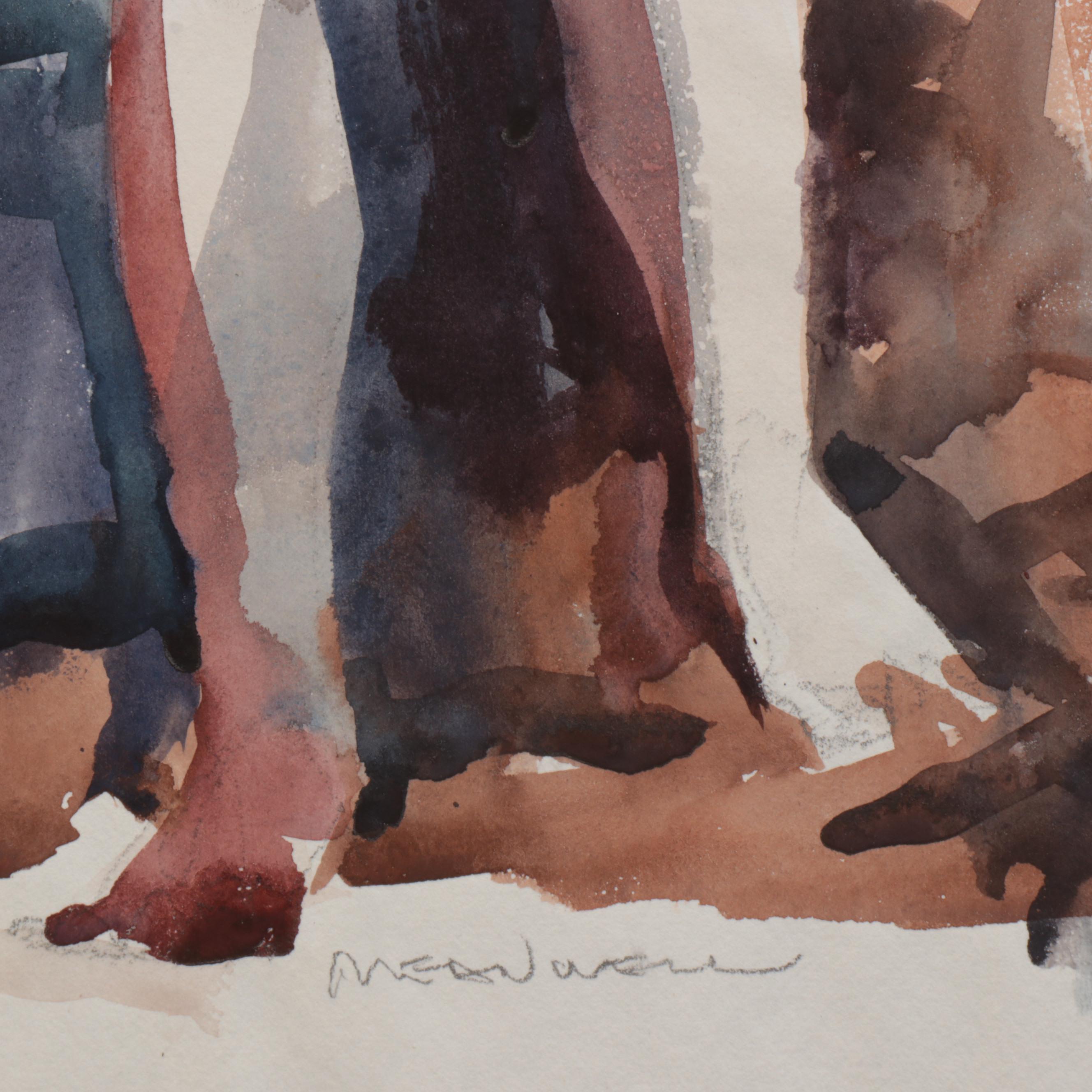 Jack Meanwell Watercolor Figure Painting of Standing Nude