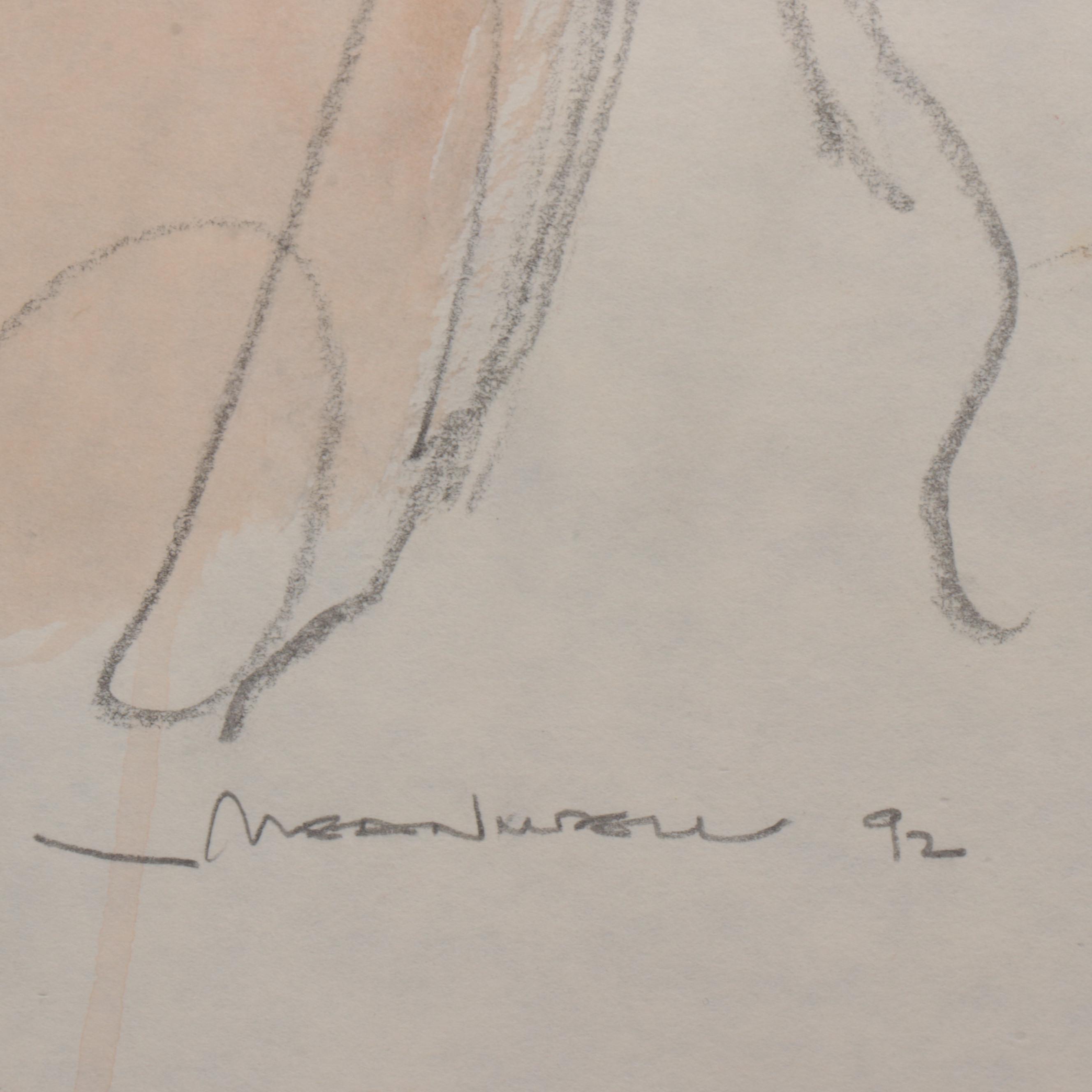 Jack Meanwell Figurative Mixed Media Painting, 1992