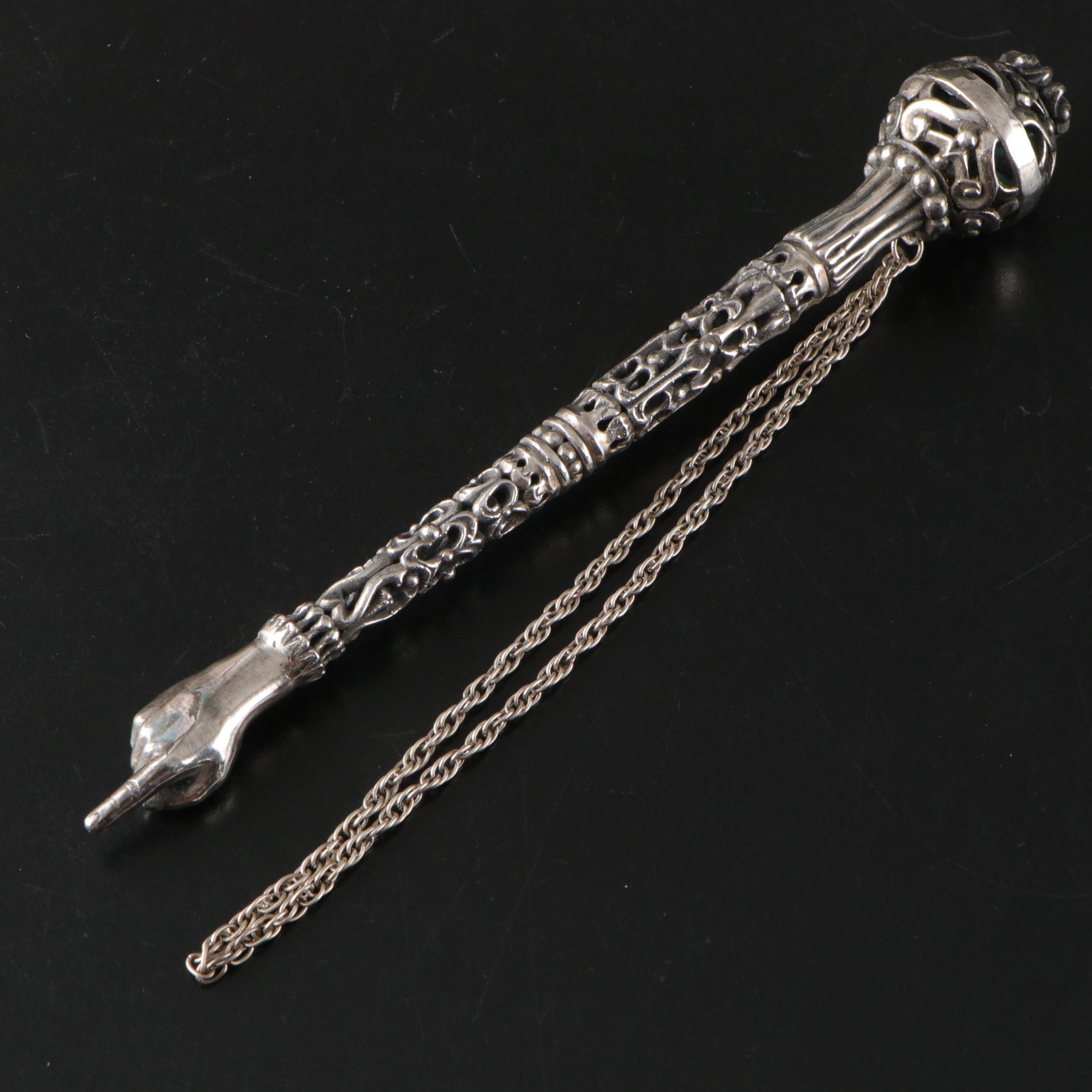 Openwork Sterling Silver Yad with Other Torah Pointer