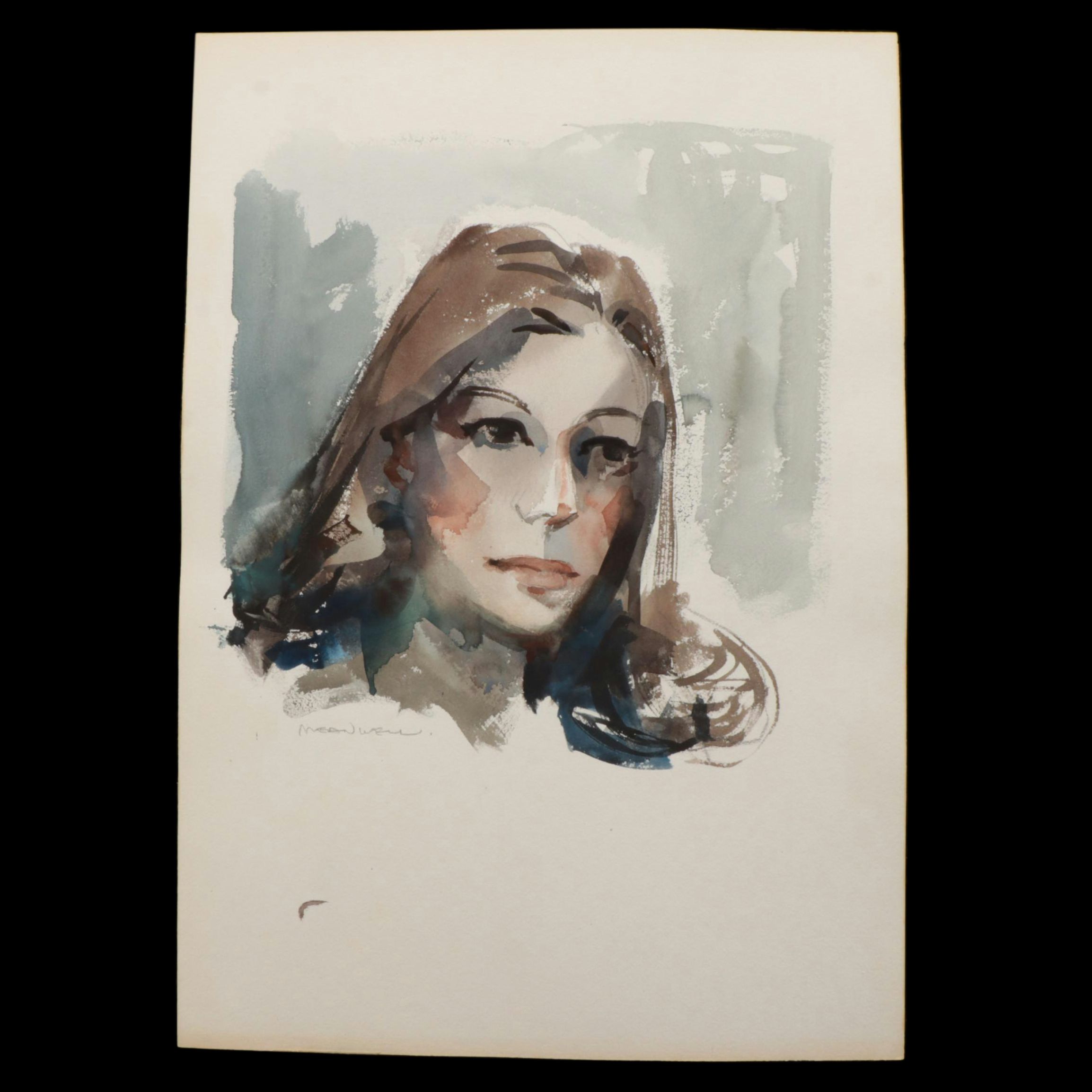 Jack Meanwell Watercolor Portrait Painting of Woman