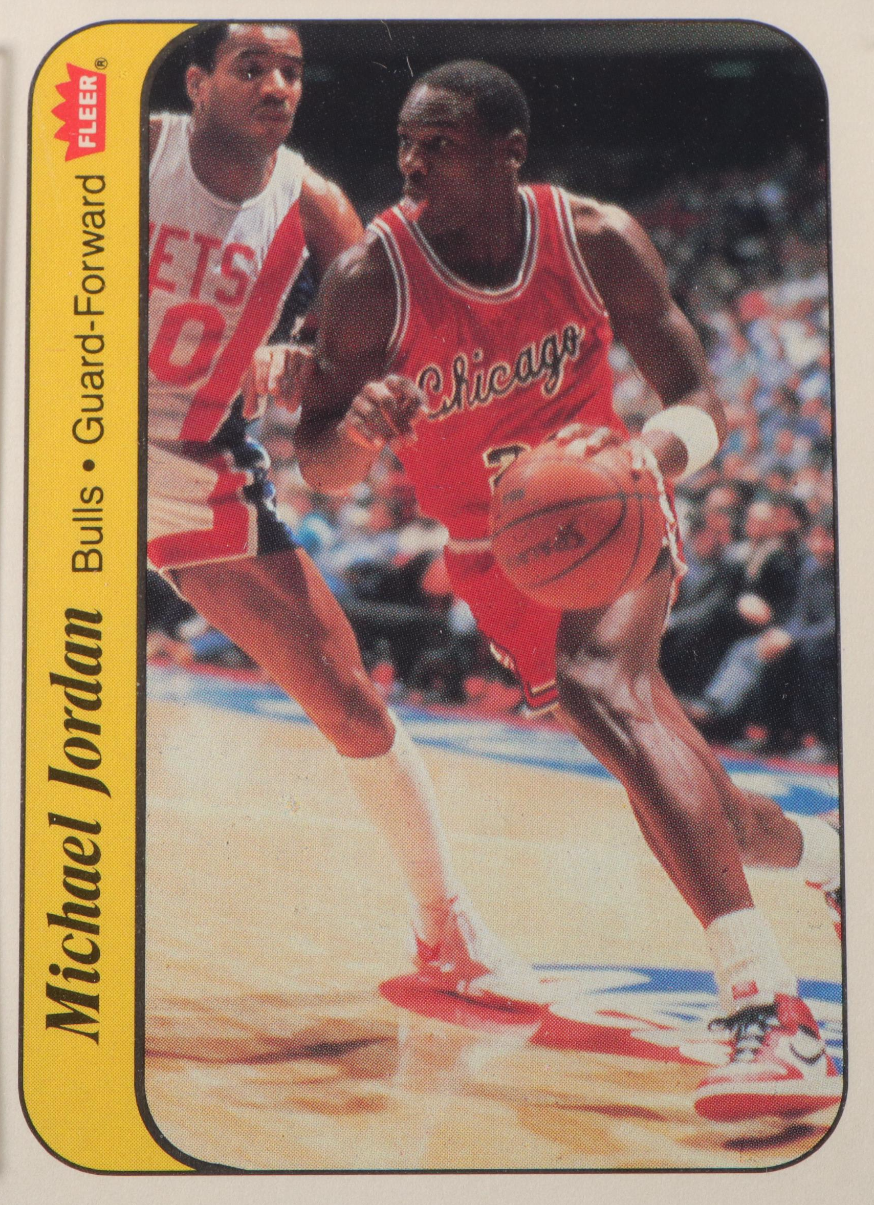 1986 Fleer Michael Jordan Chicago Bulls Rookie Sticker Card Graded PSA 5