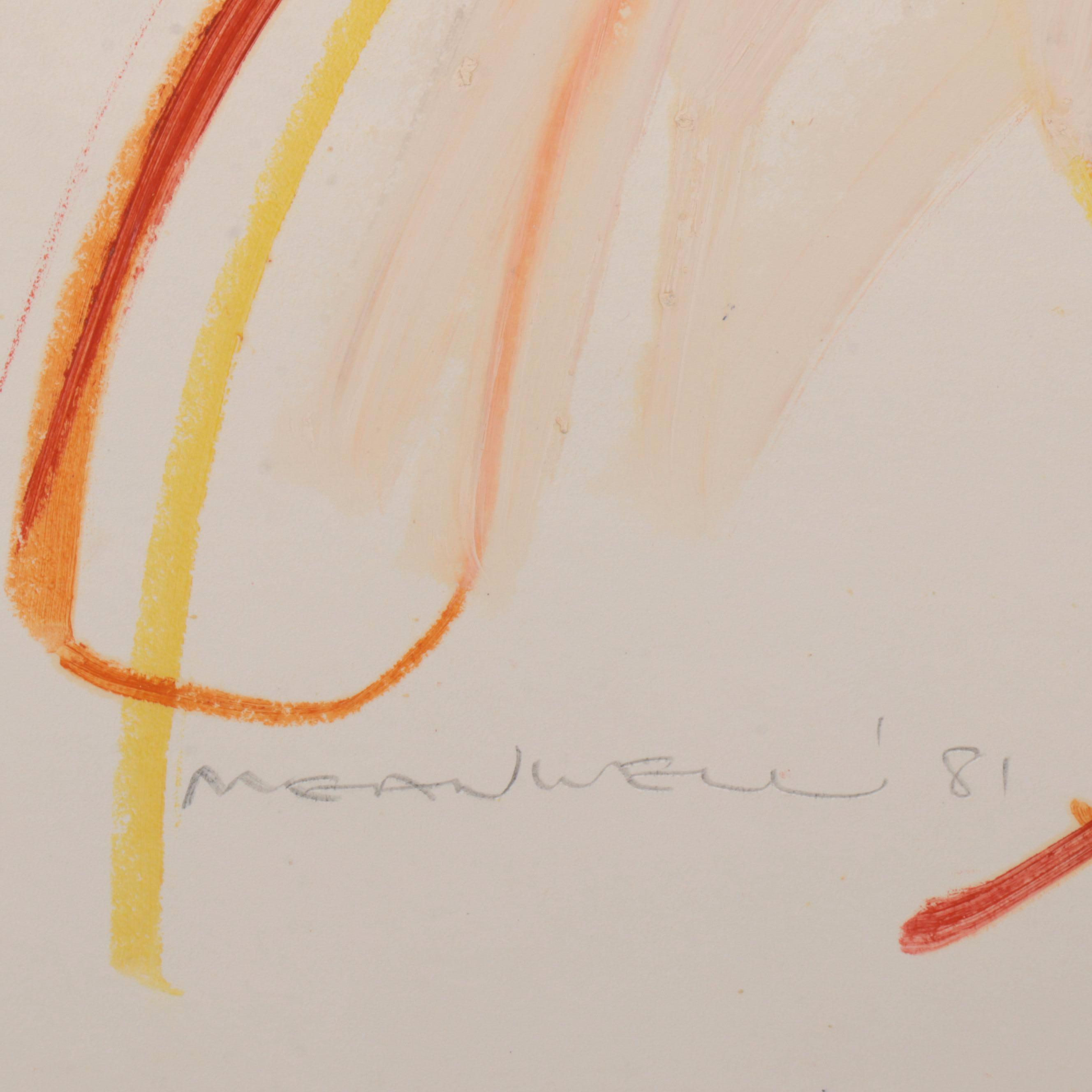 Jack Meanwell Figurative Oil Pastel Drawing, 1981