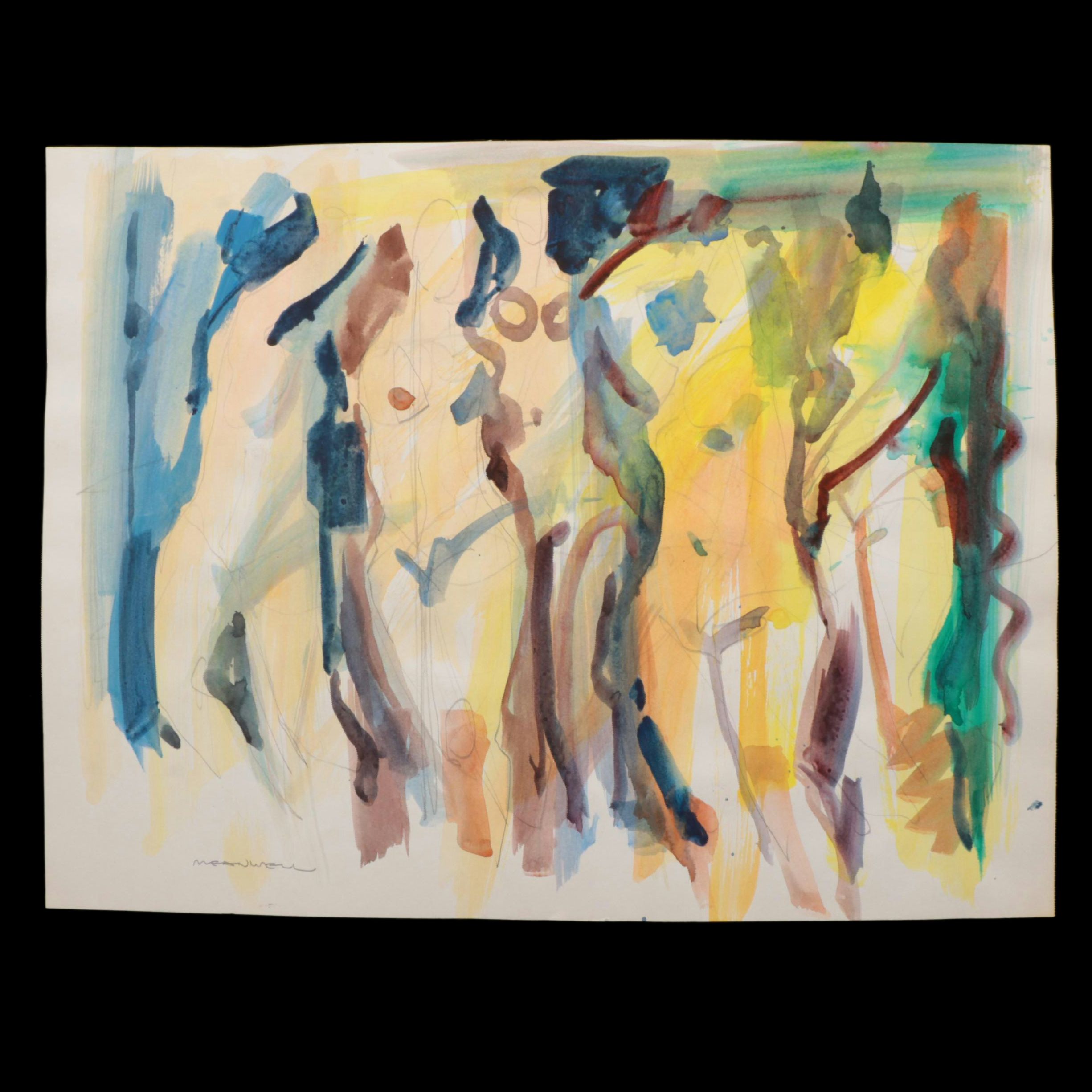 Jack Meanwell Figurative Watercolor Painting, Late 20th Century