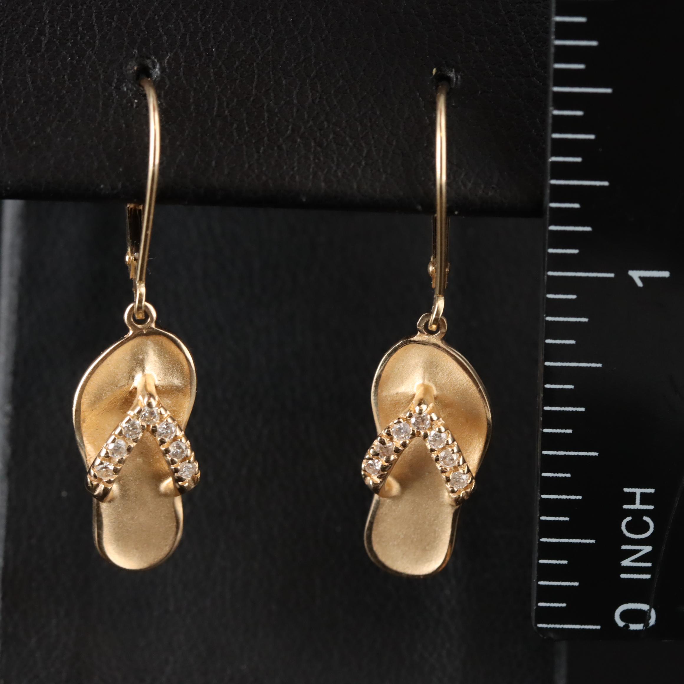 Na Hoku "Hawaiian Slipper" 14K 0.20 CTW Diamond Pendant and Earrings
